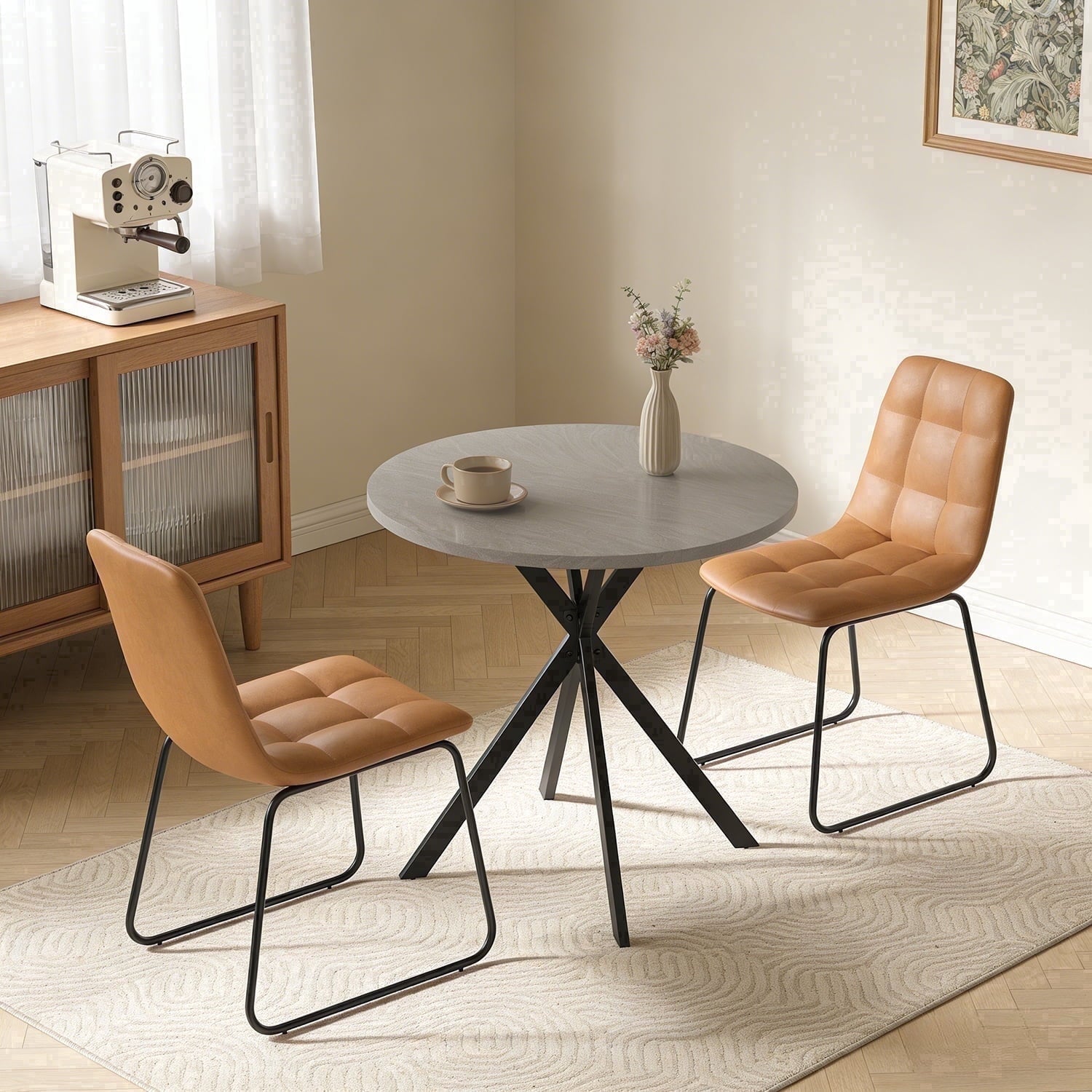 Small Round Dining Table for 2-4 People, 31.7 Modern Round Kitchen Table, Space-Saving Table for Living Dining Room, Coffee ,Apartment