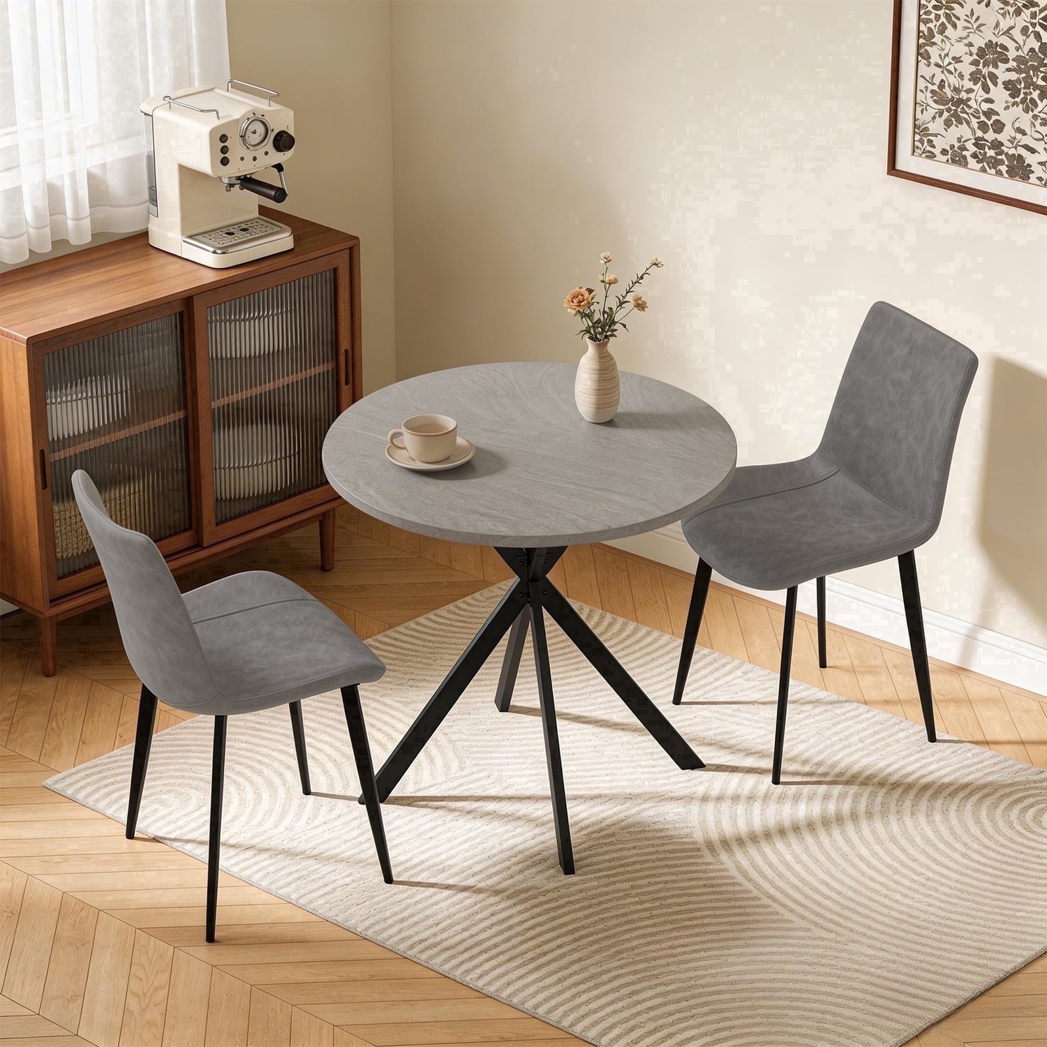 Small Round Dining Table for 2-4 People, 31.7 Modern Round Kitchen Table, Space-Saving Table for Living Dining Room, Coffee ,Apartment