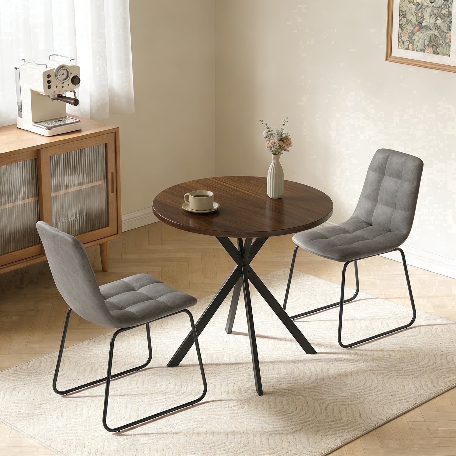 Small Round Dining Table for 2-4 People, 31.7 Modern Round Kitchen Table, Space-Saving Table for Living Dining Room, Coffee ,Apartment