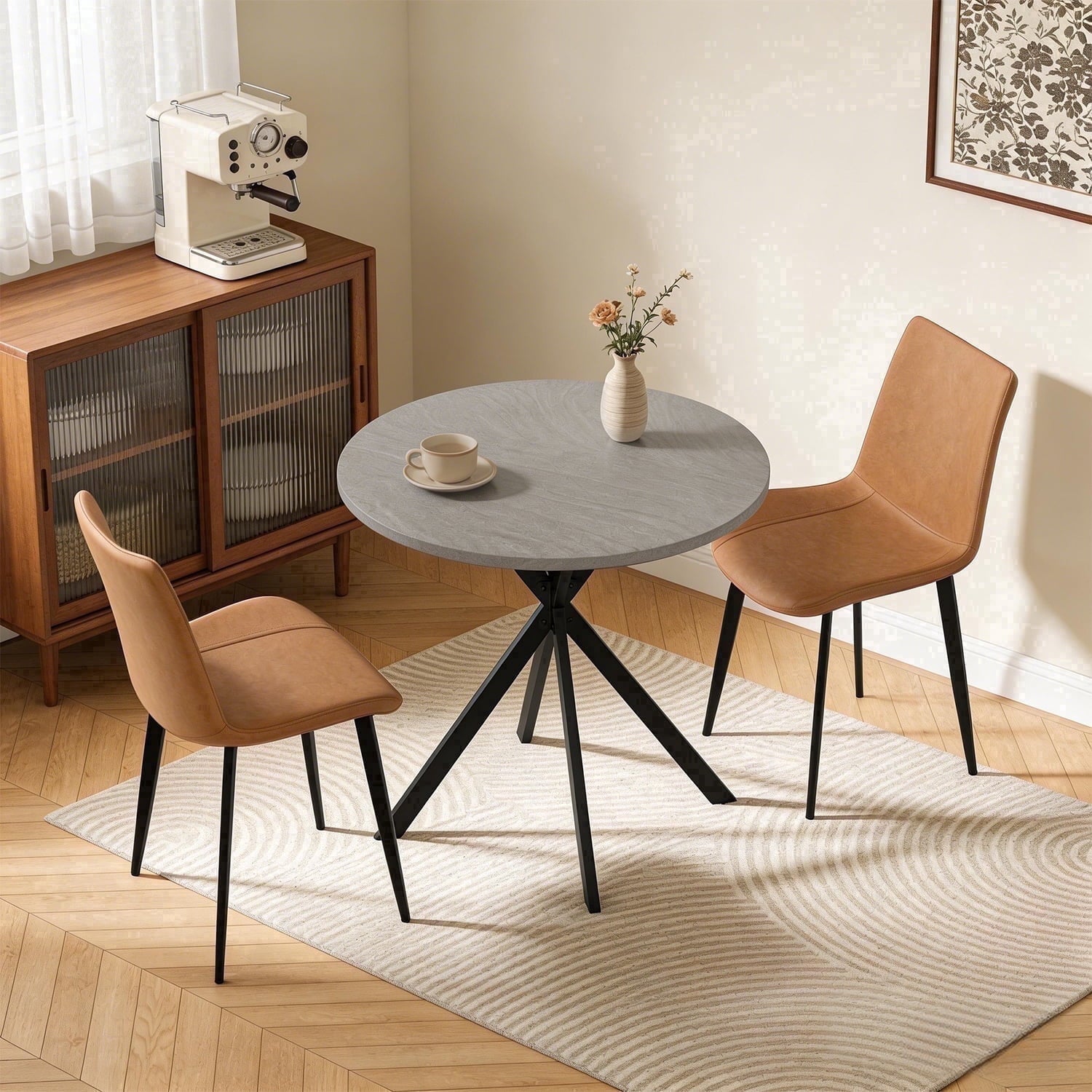 Small Round Dining Table for 2-4 People, 31.7 Modern Round Kitchen Table, Space-Saving Table for Living Dining Room, Coffee ,Apartment