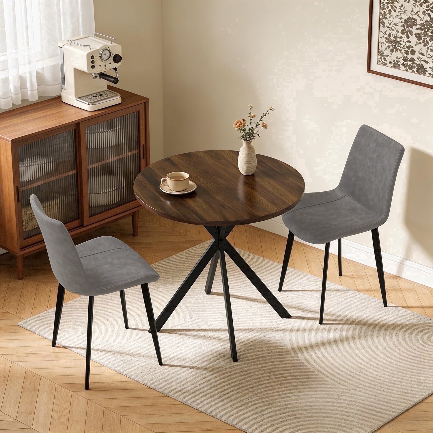 Small Round Dining Table for 2-4 People, 31.7 Modern Round Kitchen Table, Space-Saving Table for Living Dining Room, Coffee ,Apartment