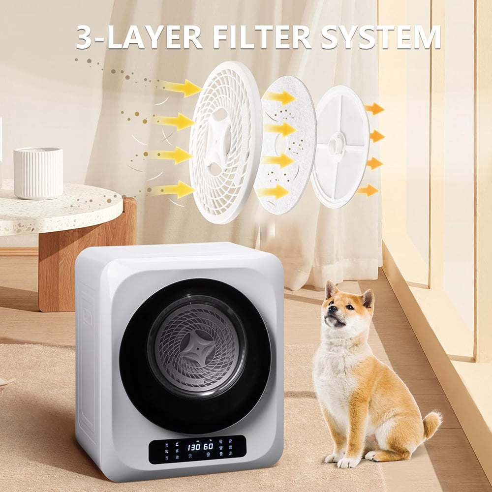 MIDOQIN Portable Clothes Dryer, 120V/850W Compact Laundry Dryer with Exhaust Pipe & LED Touch Control Panel, Front Load Mini Dryer Machine for Apartment