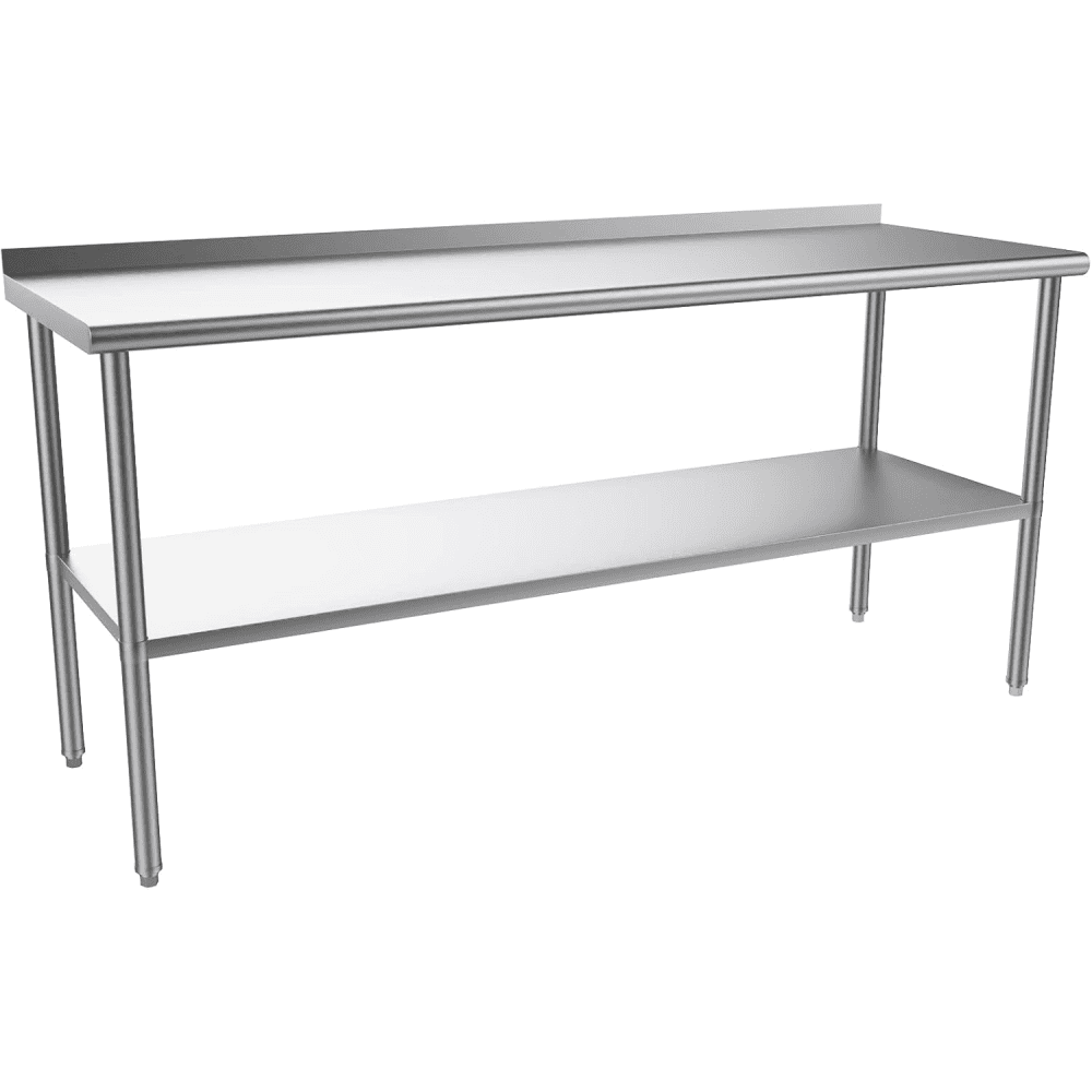 Ktaxon 72 x 24'' Stainless Steel Worktables Workbenches, Commercial Work Table for Prep, with Backsplash, for Kitchen, Restaurant, Home, Hotel