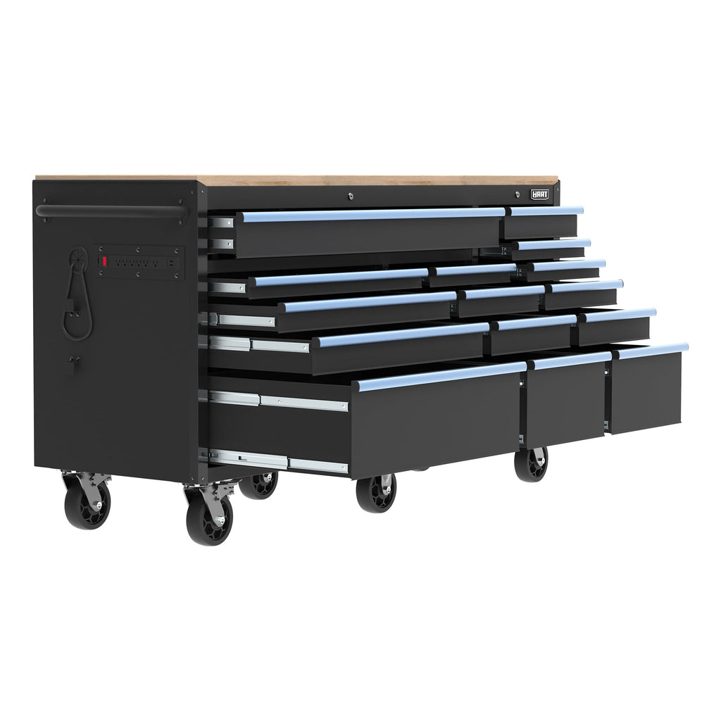 HART 36-Inch 5-Drawer Mobile Tool Chest Workbench with Wood Top, Rolling Garage Storage