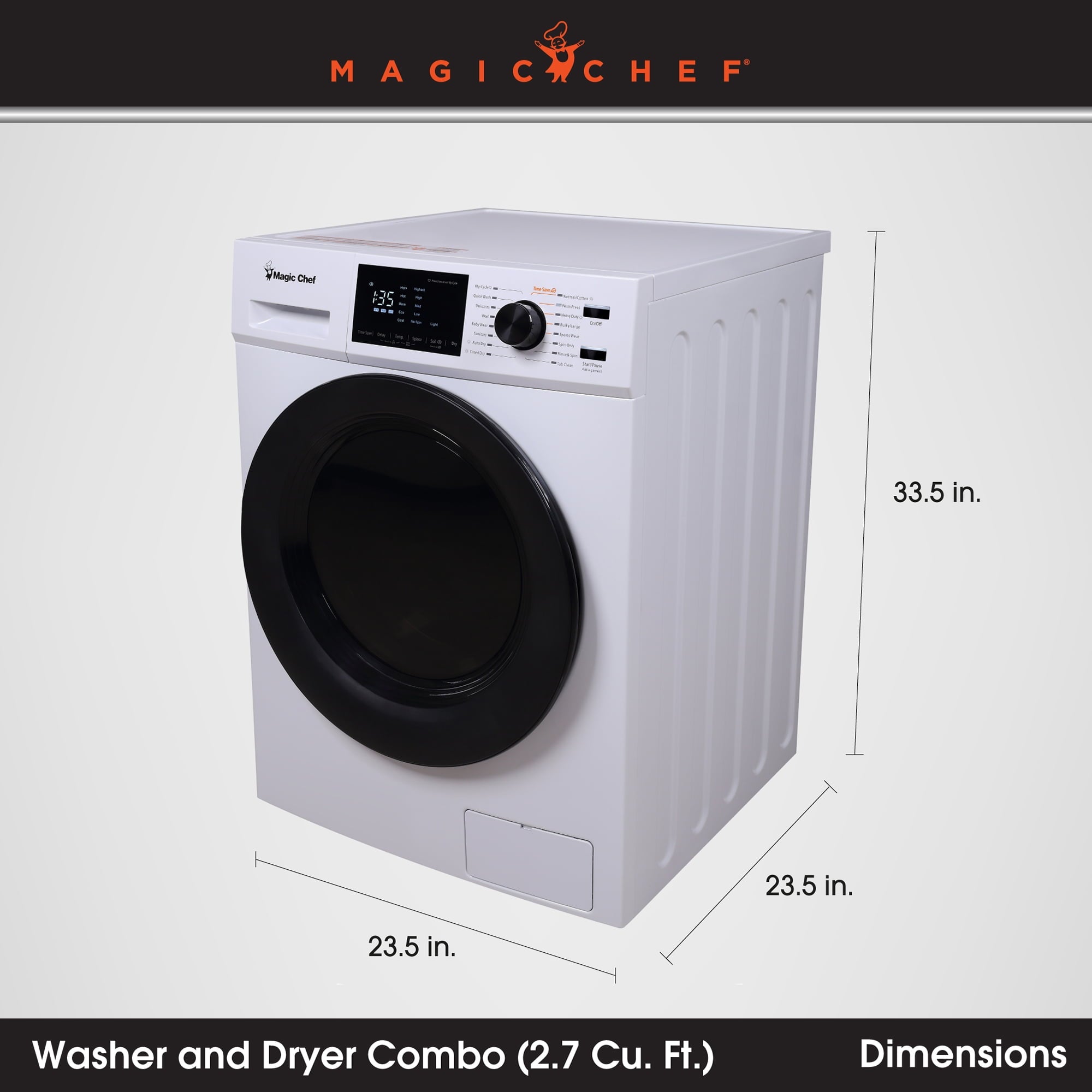Magic Chef 2.7 cu ft Washer Dryer Combo, White