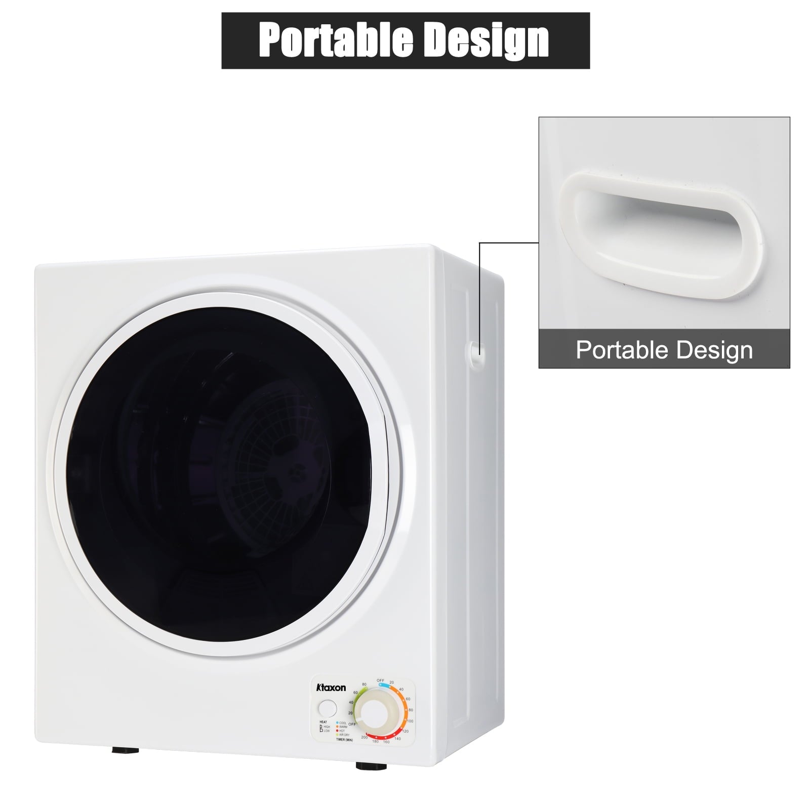 Ktaxon 1.6 cu. ft. Compact Electric Dryer With LCD Touch Panel & Stainless Steel Tub for Home, Apartment, Dorm,White