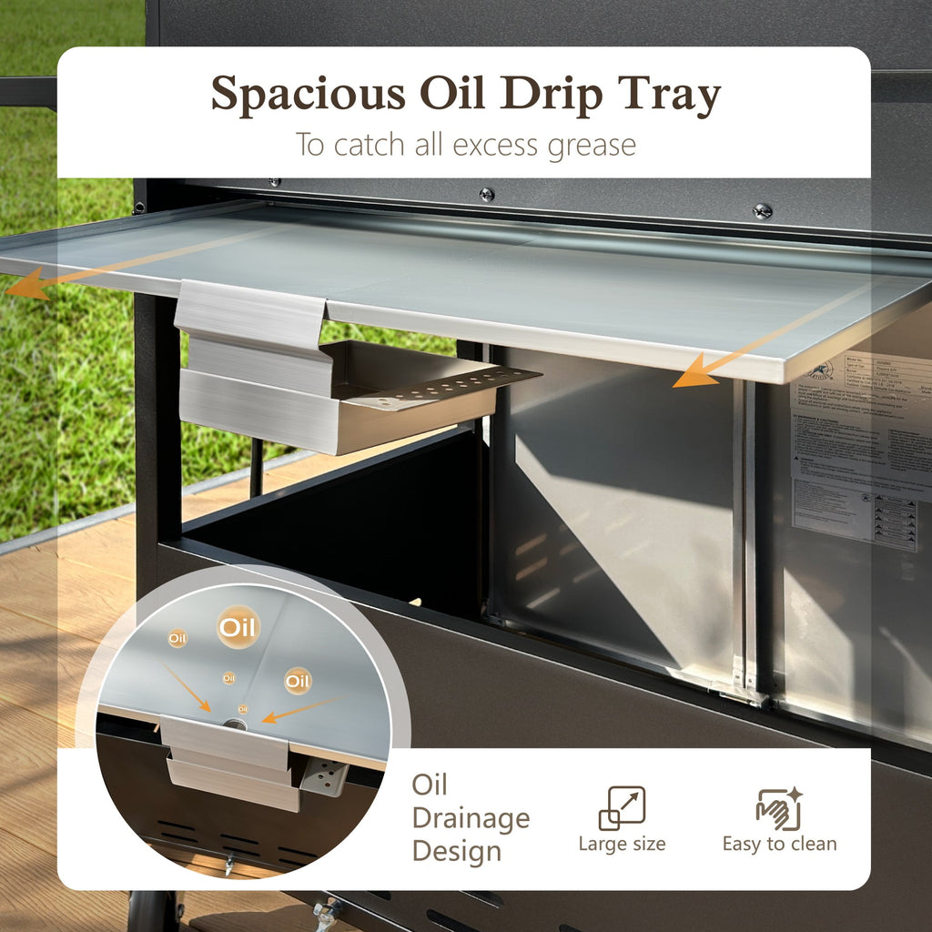 Alpha Joy 4-Burner Propane Gas Grill and Griddle Combo with Side Burner in Black
