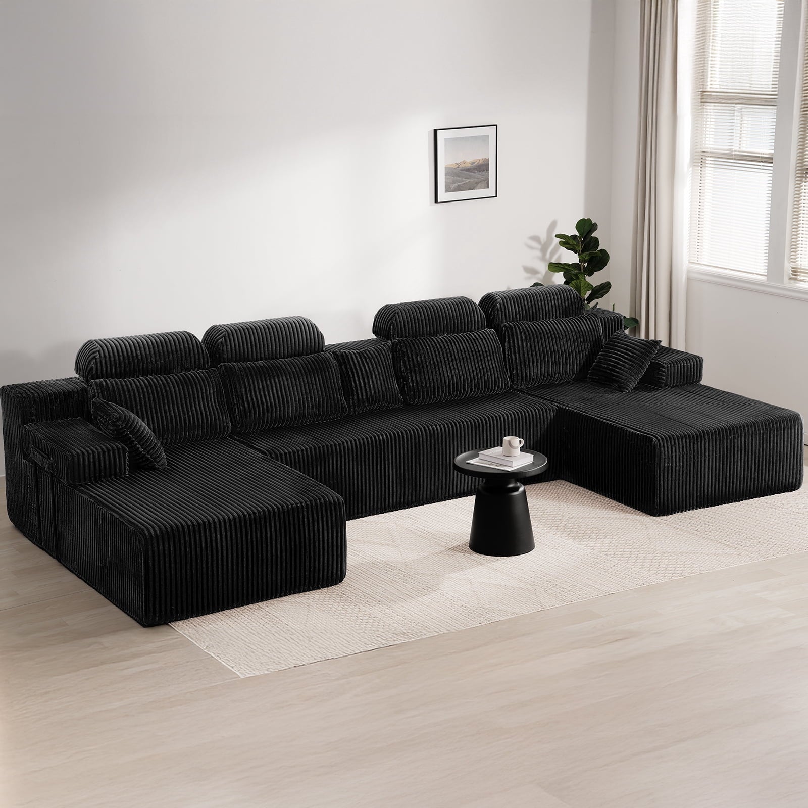 71 High Backrest Sofa for Small Spaces, Compressed Corduroy Couch with Deep Seating for Living Room, Bedroom, Dark Grey