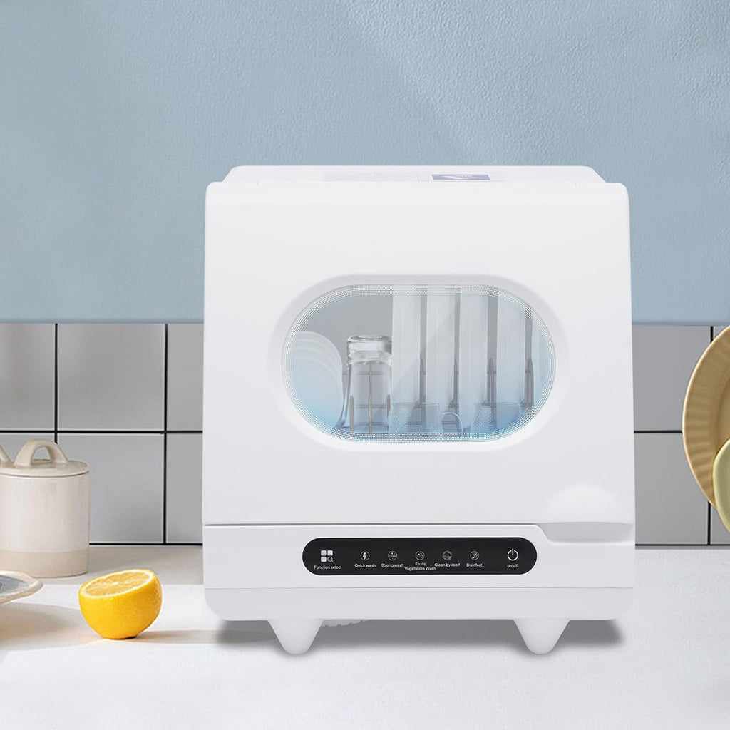 Countertop Dishwasher, Portable Mini Dishwasher with 5L Water Tank, 360° Rotation Flushing & Hose Connection 3-in-1 Function Dishwasher for Apartments,Dorms & RVs (1200W)