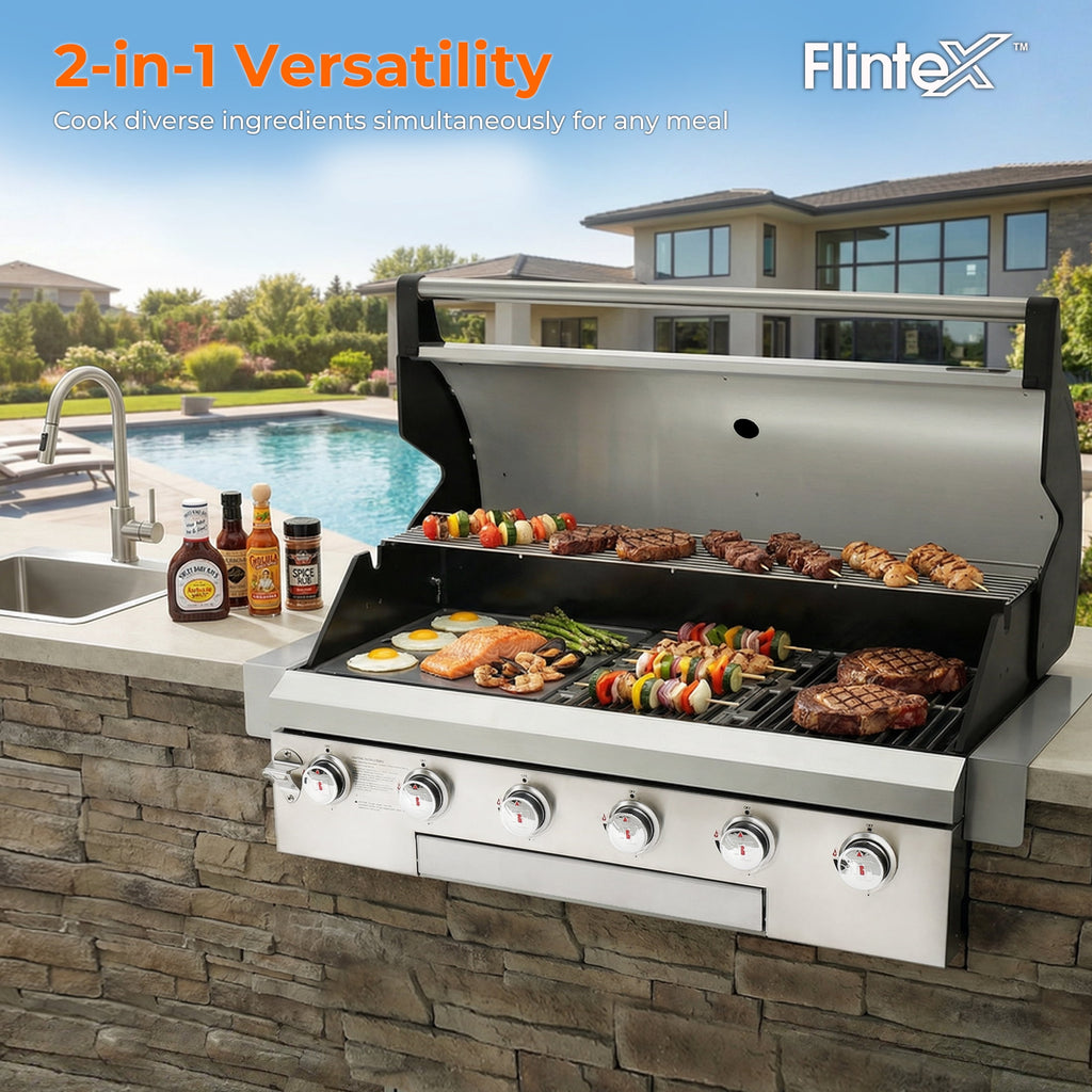 4 Burners Built-In Gas Grill, 40,000 BTU Outdoor Kitchen Grill with 653.2 Sq.in Cooking Area, LPG/NG, Perfect for Backyard BBQs