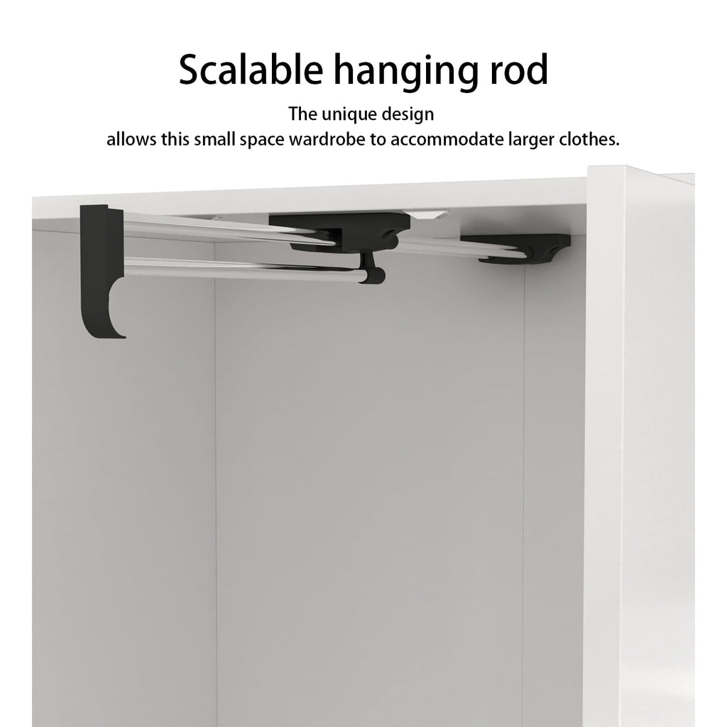 OxyLife 2 Door Wardrobe Armoire, White Closet Storage Organizer with Drawers and Shelves