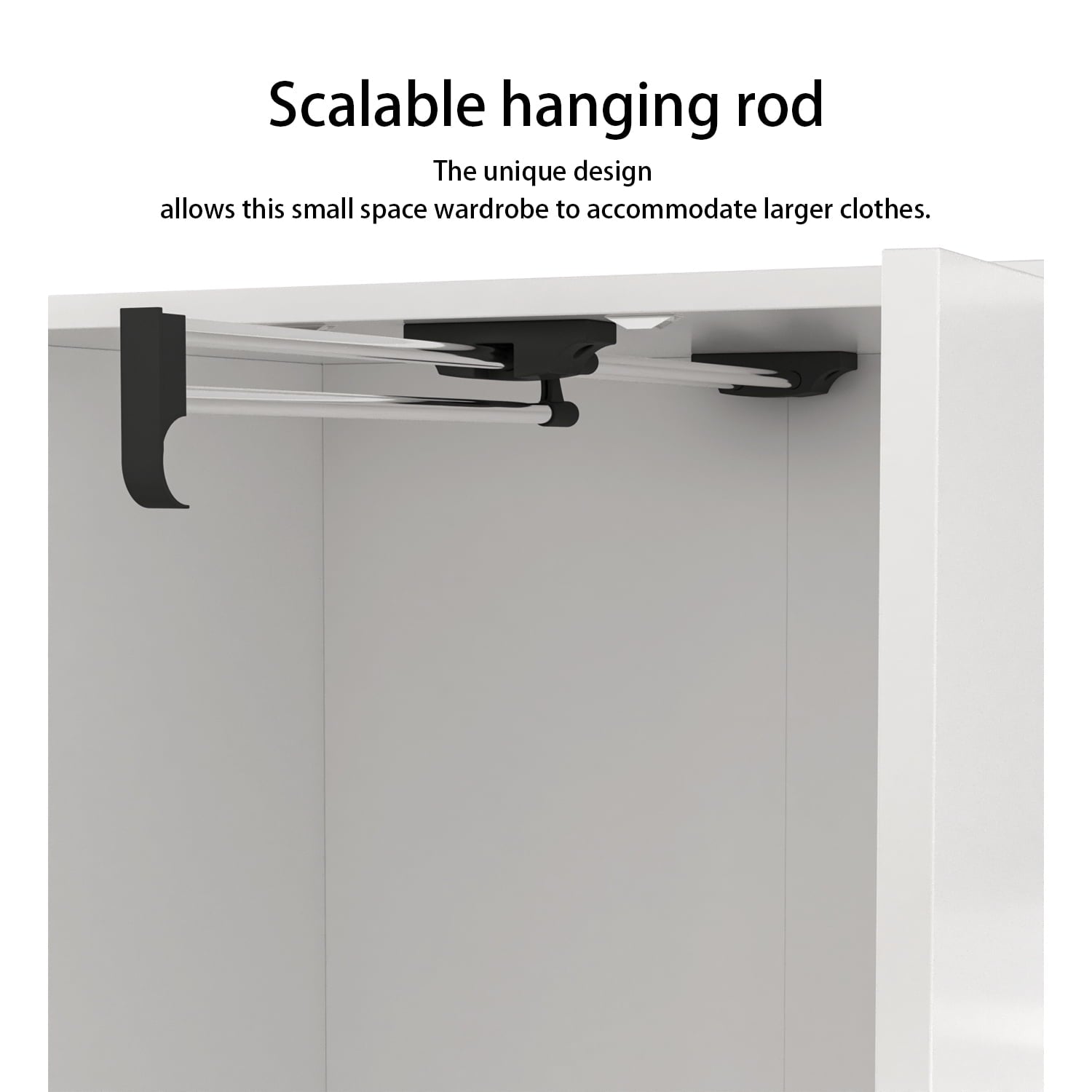 OxyLife 2 Door Wardrobe Armoire, White Closet Storage Organizer with Drawers and Shelves