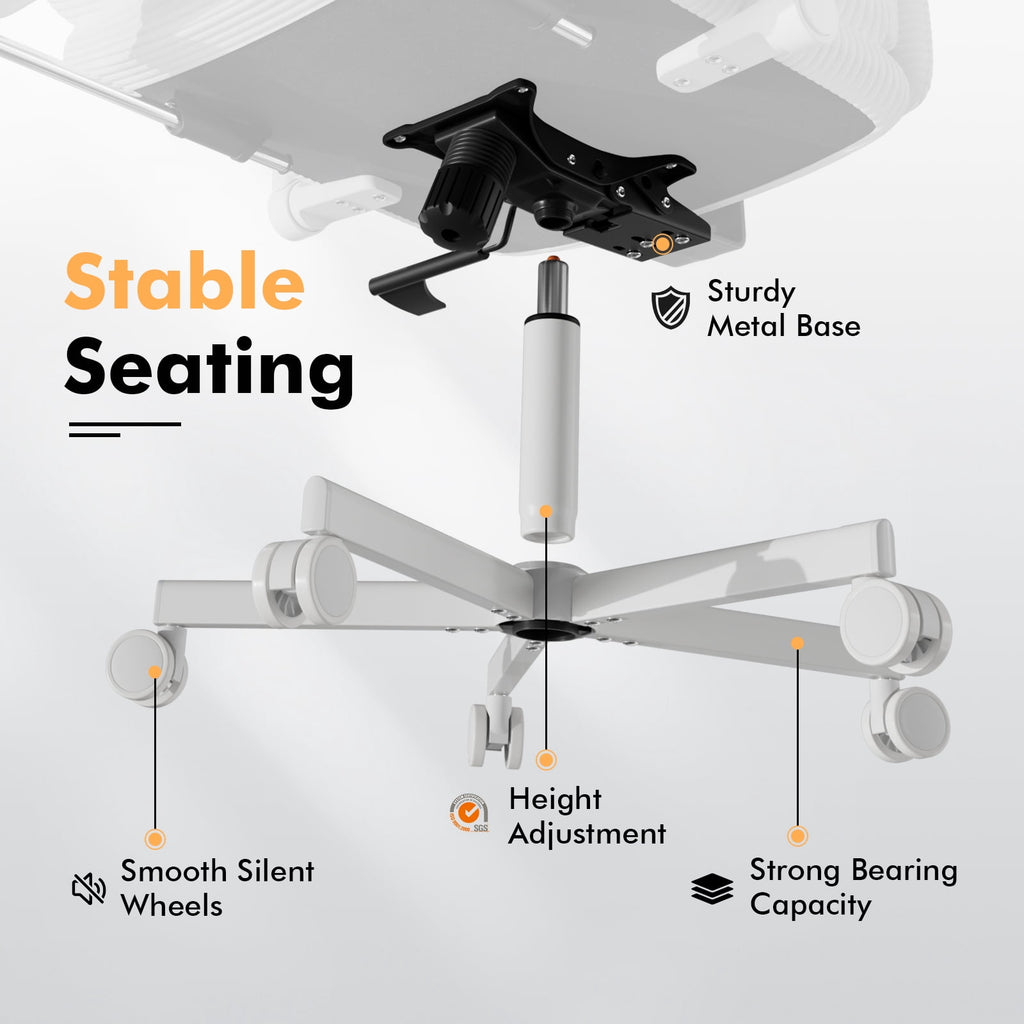 Ninecer Ergonomic Office Chair with Footrest, Big and Tall Computer Desk Chair for Adults, Adjustable Swivel Chair with Headrest Lumbar Support, White