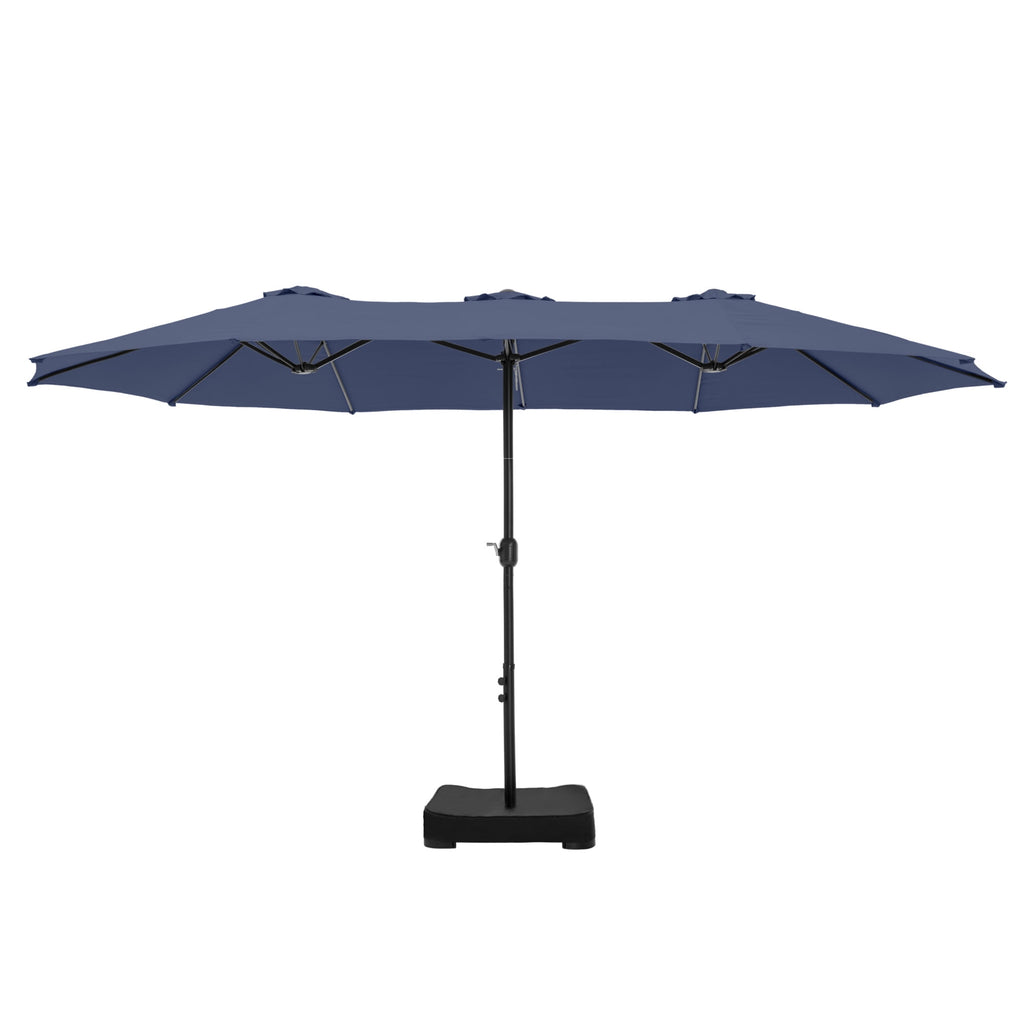 SUMMIT LIVING 15 ft Large Patio Umbrella with Base (Included) Double-Sided Rectangular Outdoor Deck Umbrella for Outside - Beige
