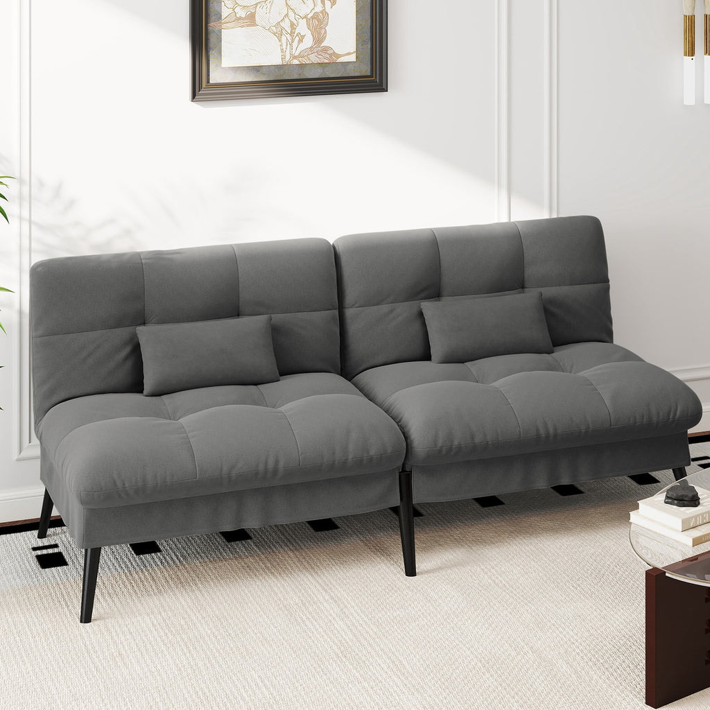 CloudRest Pro 72 Modern Convertible Futon Sofa Bed, Upholstered Futon Couch with 5 Adjustable Backrest Angles,Suitable for Apartment,Living Room,Black