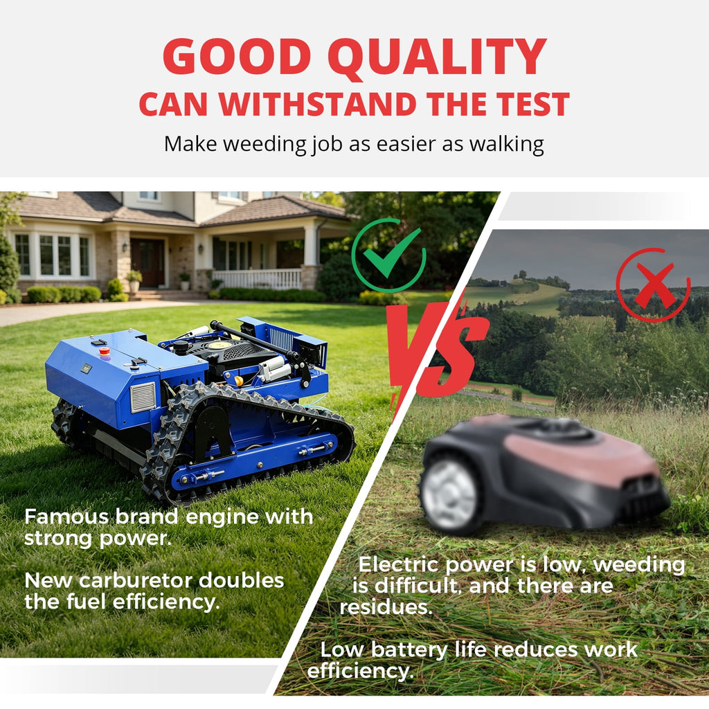 DeepKron Robotic Lawn Mower Gasoline Rato 225cc 9HP Remote Controlled Tracked Lawn Mower All-Terrain Robotor Mower Classic