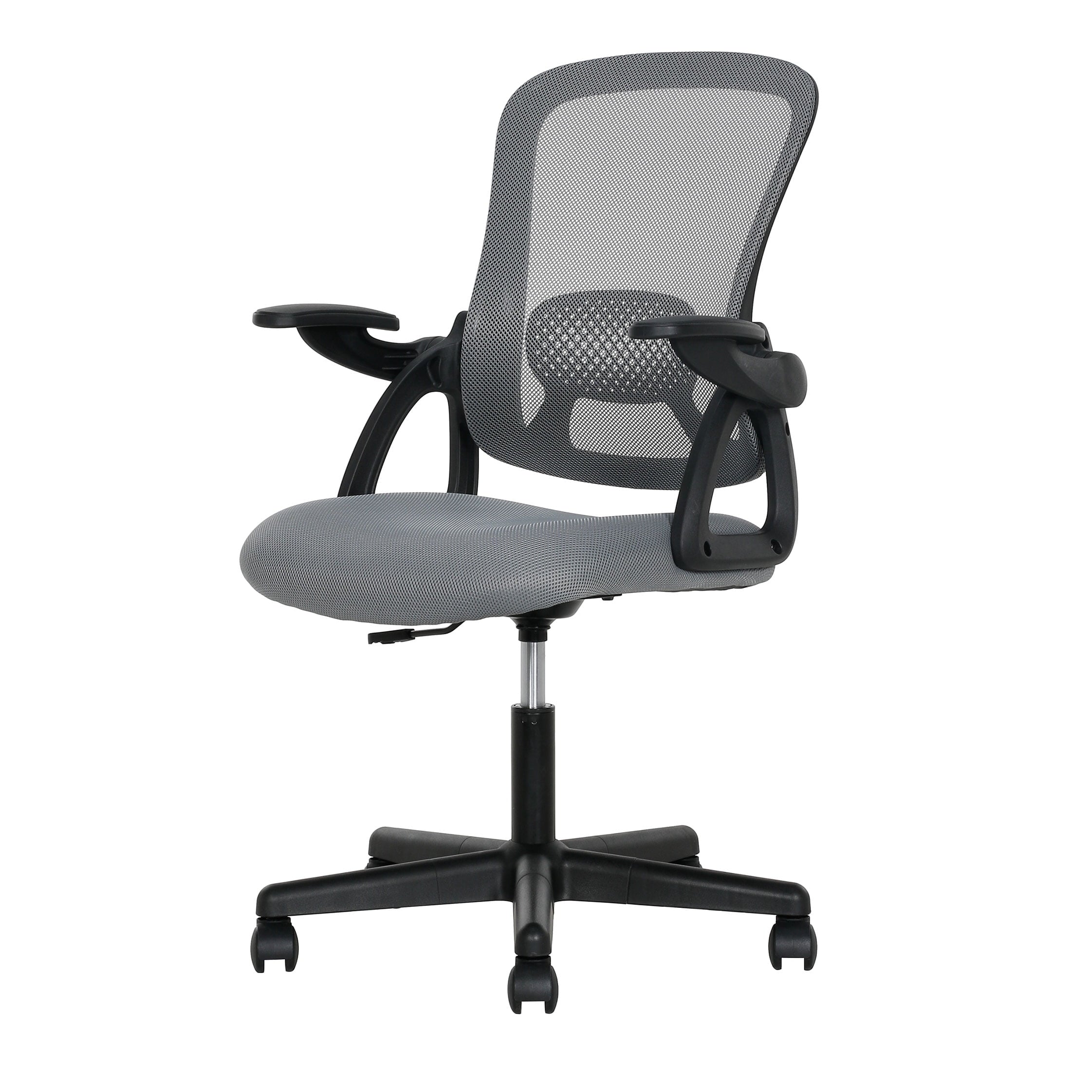 (3 pack) Mainstays Ergonomic Mesh Back Office Chair with Flip Up Arms for Adults, Black Fabric, 275lb