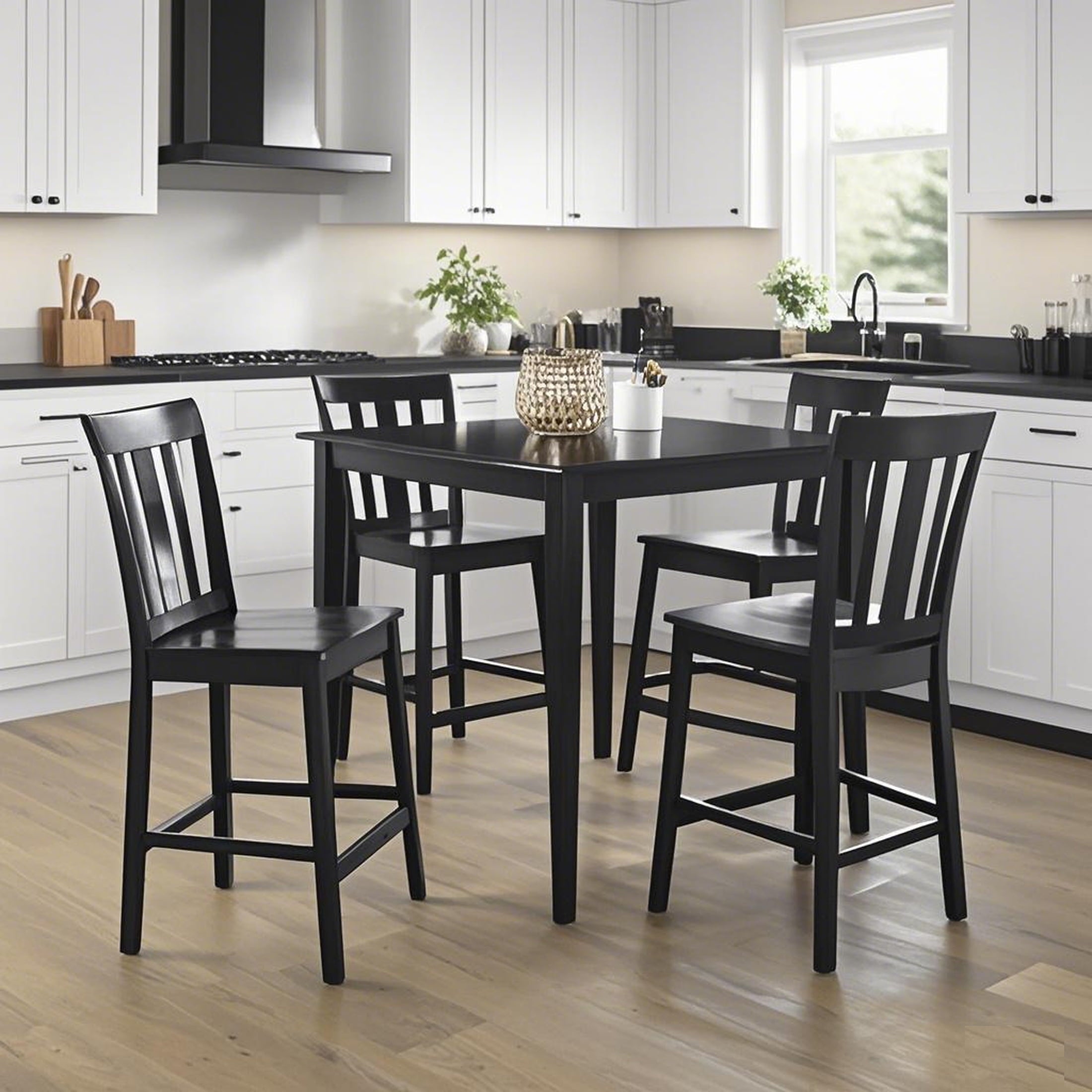 Mainstays 5 Piece Mission Counter Height Dining Set, Solid Wood, Cherry Color for Indoor