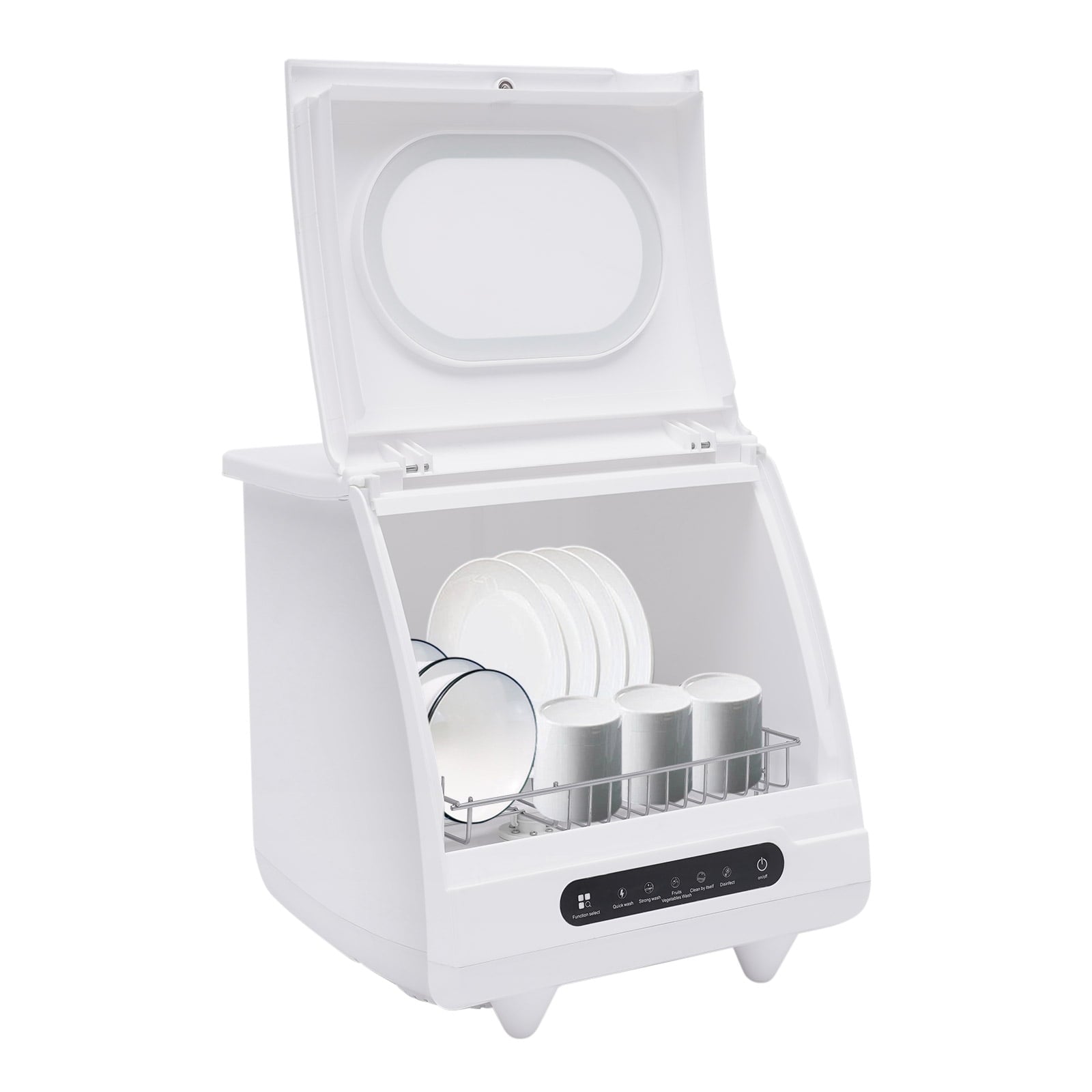 ToppiJoy Portable Countertop Dishwasher with 5 Washing Functions, Quick Wash, Sterilization & Energy-Saving Design – Ideal for Small Kitchens, Apartments, and Family Homes