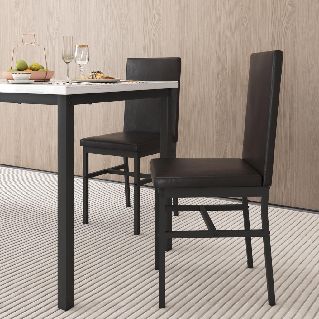 SYNGAR 5 Piece Dining Set, Modern Dining Table and Chairs Set for 4, Kitchen Dining Table Set with Faux Marble Tabletop & 4 Upholstered Chairs, for Small Space, Breakfast Nook, D9224
