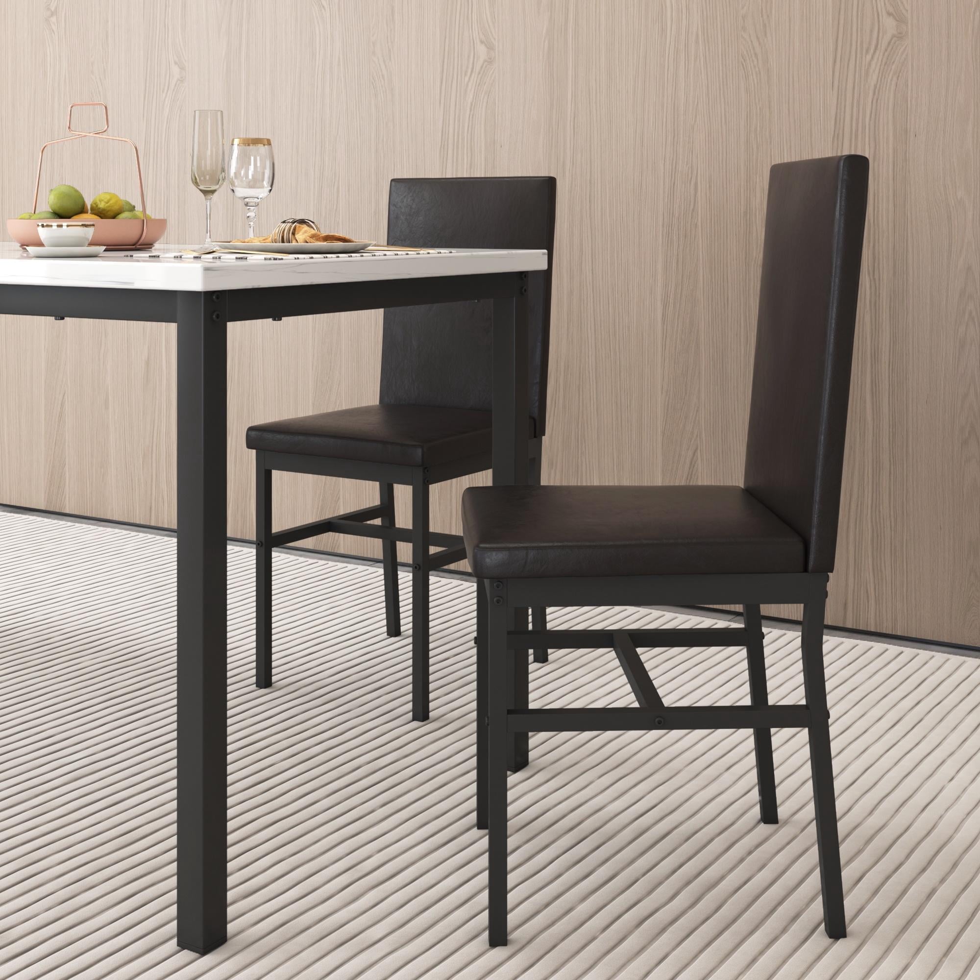 SYNGAR 5 Piece Dining Set, Modern Dining Table and Chairs Set for 4, Kitchen Dining Table Set with Faux Marble Tabletop & 4 Upholstered Chairs, for Small Space, Breakfast Nook, D9224