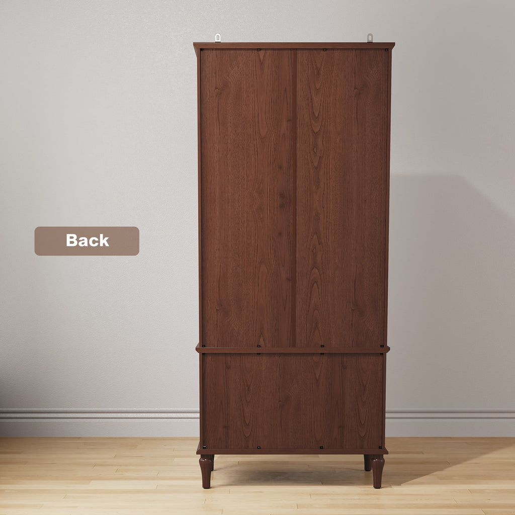 HLR 71 Tall Modern Wood Armoire Wardrobe Closet, Freestanding Cabinet with Hanging Rod for Bedroom, Brown