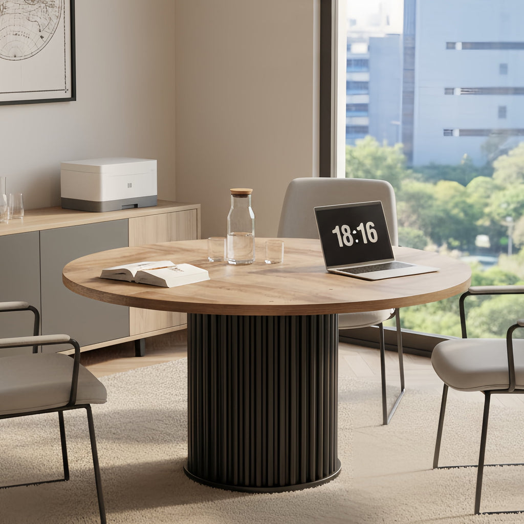Modern Faux Marble Dining Table, 63 Rectangular 4-6 Seater Wood Table with Sturdy Base, Kitchen Living Room Dinner Table
