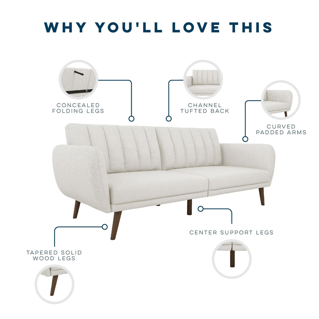 Novogratz Brittany Futon, Blue Linen