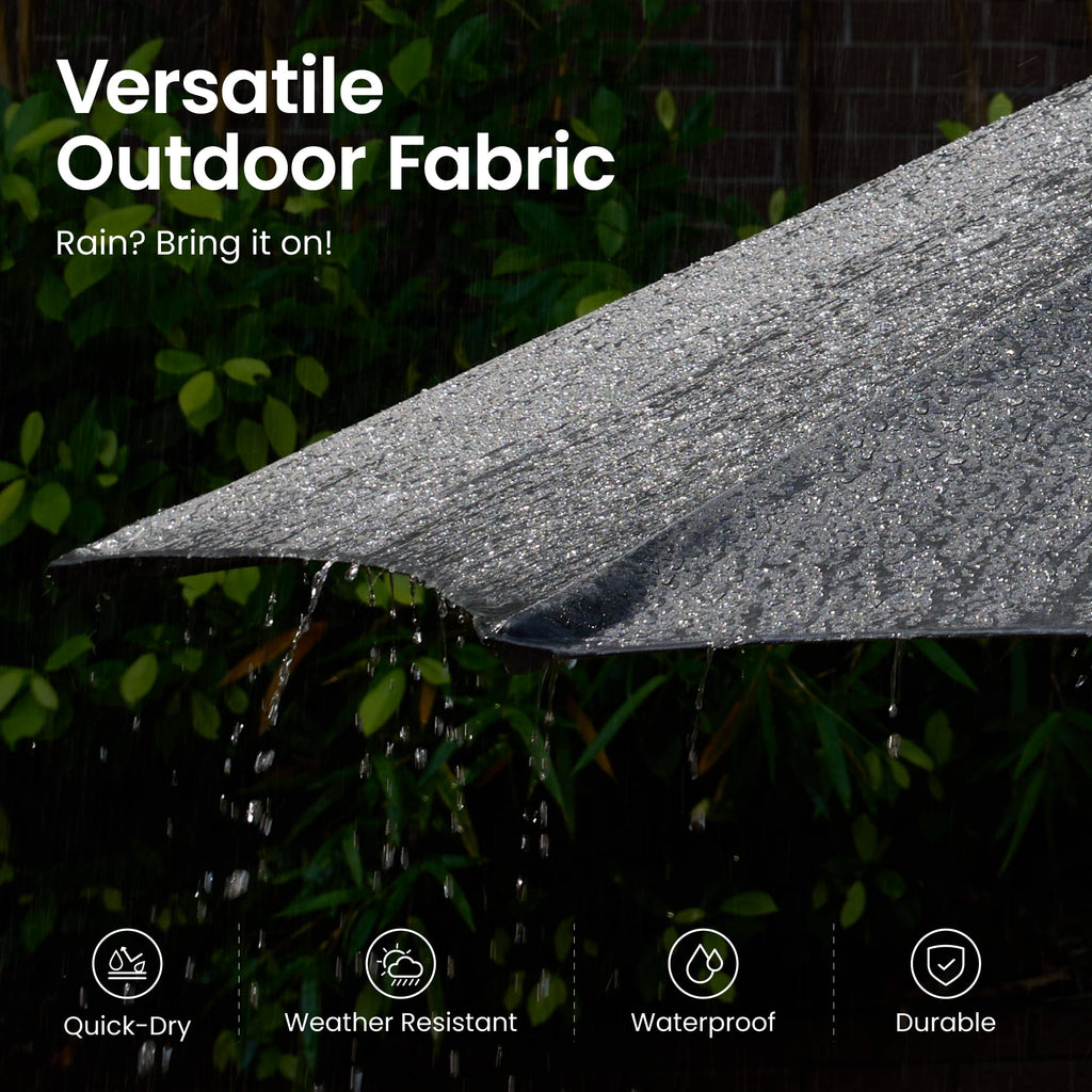 Ovios 15ft Solar LED Patio Umbrellas Double-Sided Outdoor Umbrella 36 LED Lights Large Poolside Umbrella with Base for Outside, Market, Backyard, Dark Grey