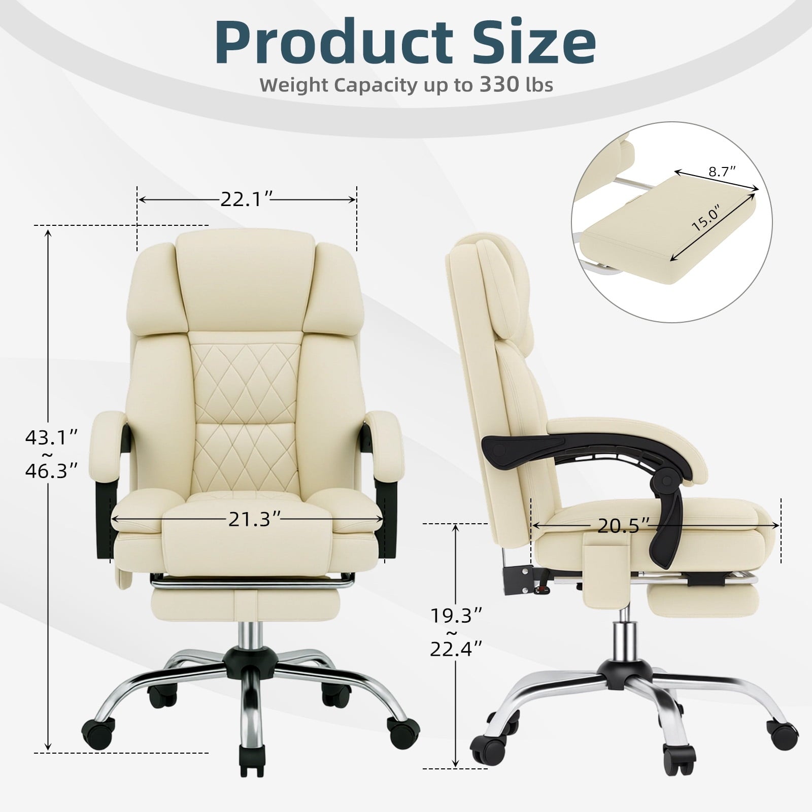 HOMREST Ergonomic Office Chair with 6-Point Massage & Heating, Adjustable Executive Desk Chair with Retractable Footrest, PU Leather Home Office Desk Chair for Home & Office (Black)