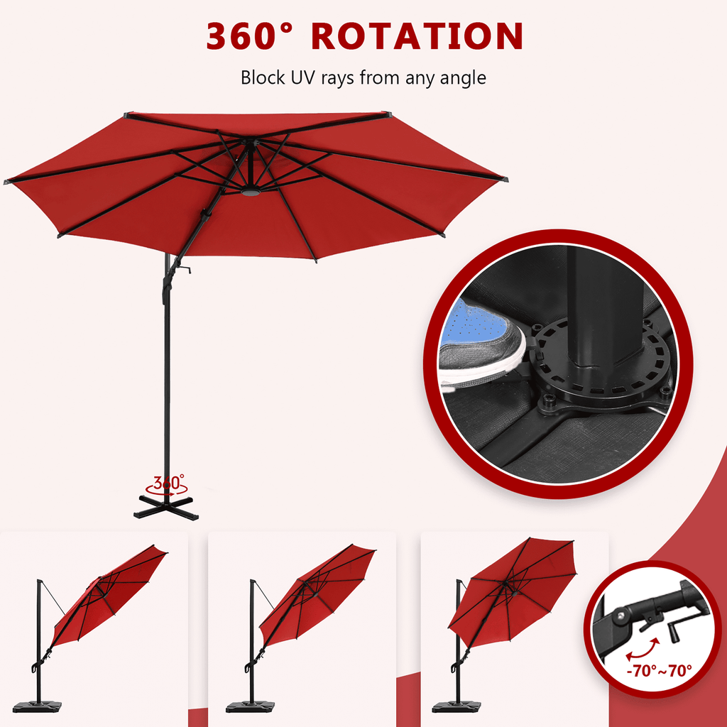 Abba Patio 11’ Vienna Offset Hanging Outdoor Cantilever Patio Umbrella, Beige