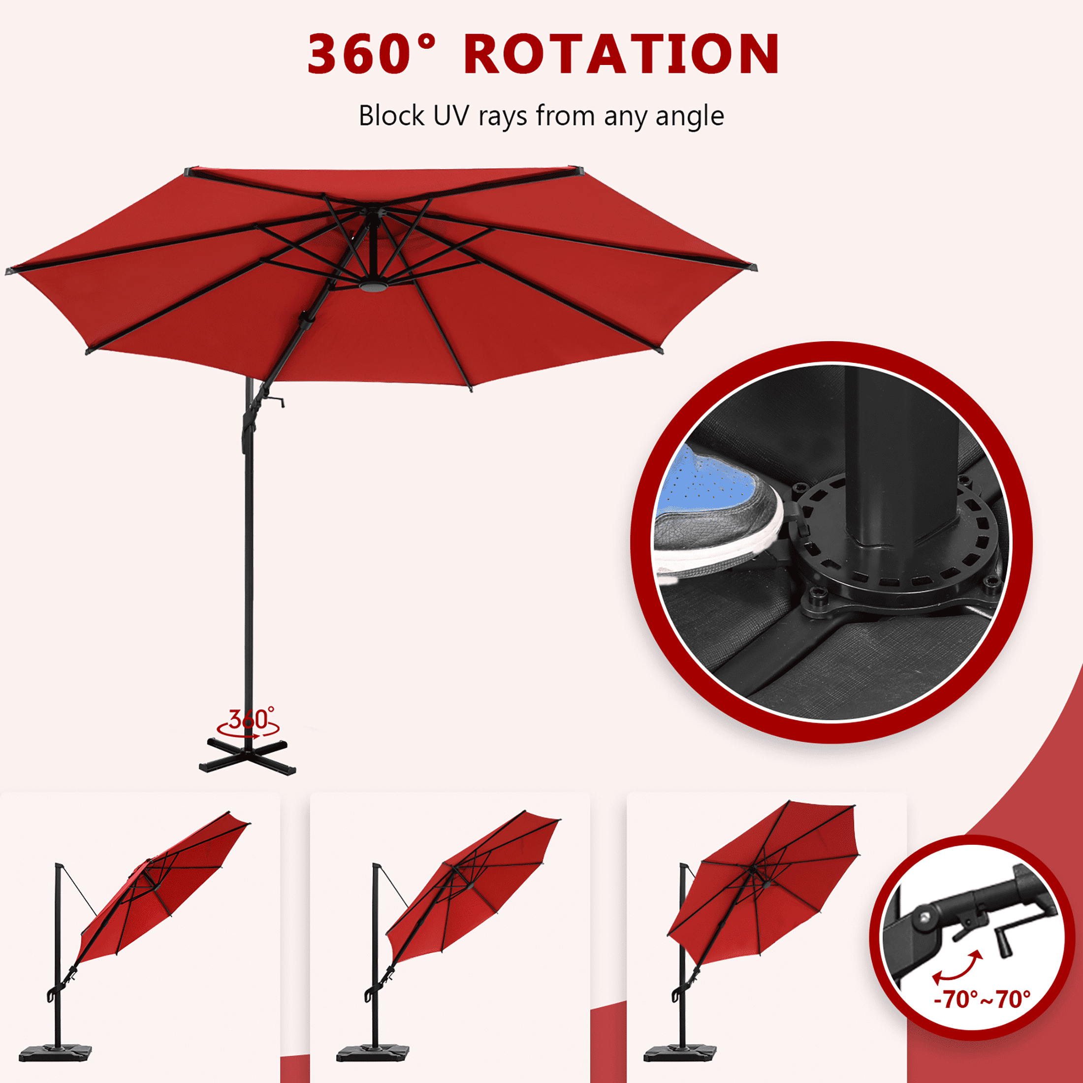 Abba Patio 11’ Vienna Offset Hanging Outdoor Cantilever Patio Umbrella, Beige