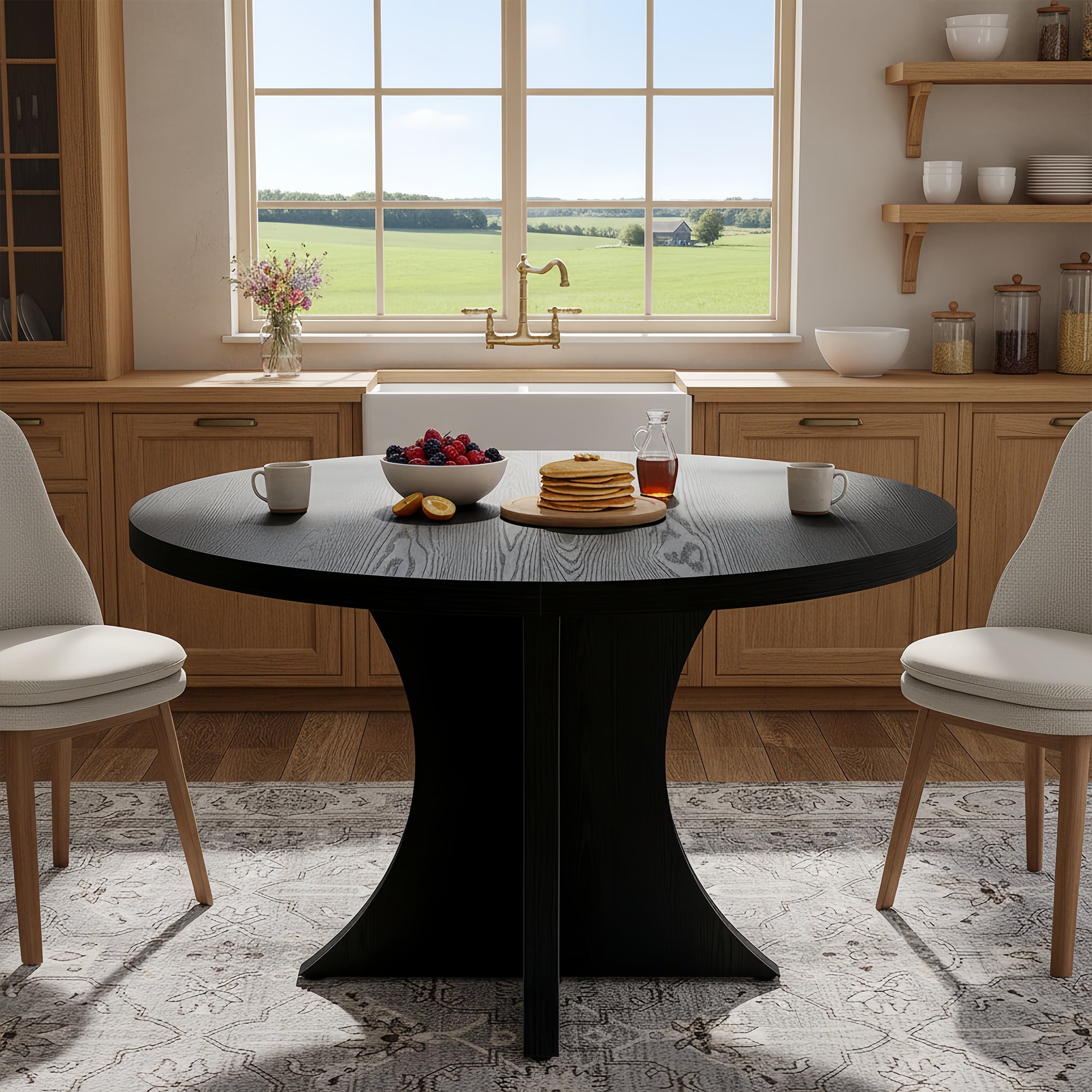 Modern Faux Marble Dining Table, 63 Rectangular 4-6 Seater Wood Table with Sturdy Base, Kitchen Living Room Dinner Table