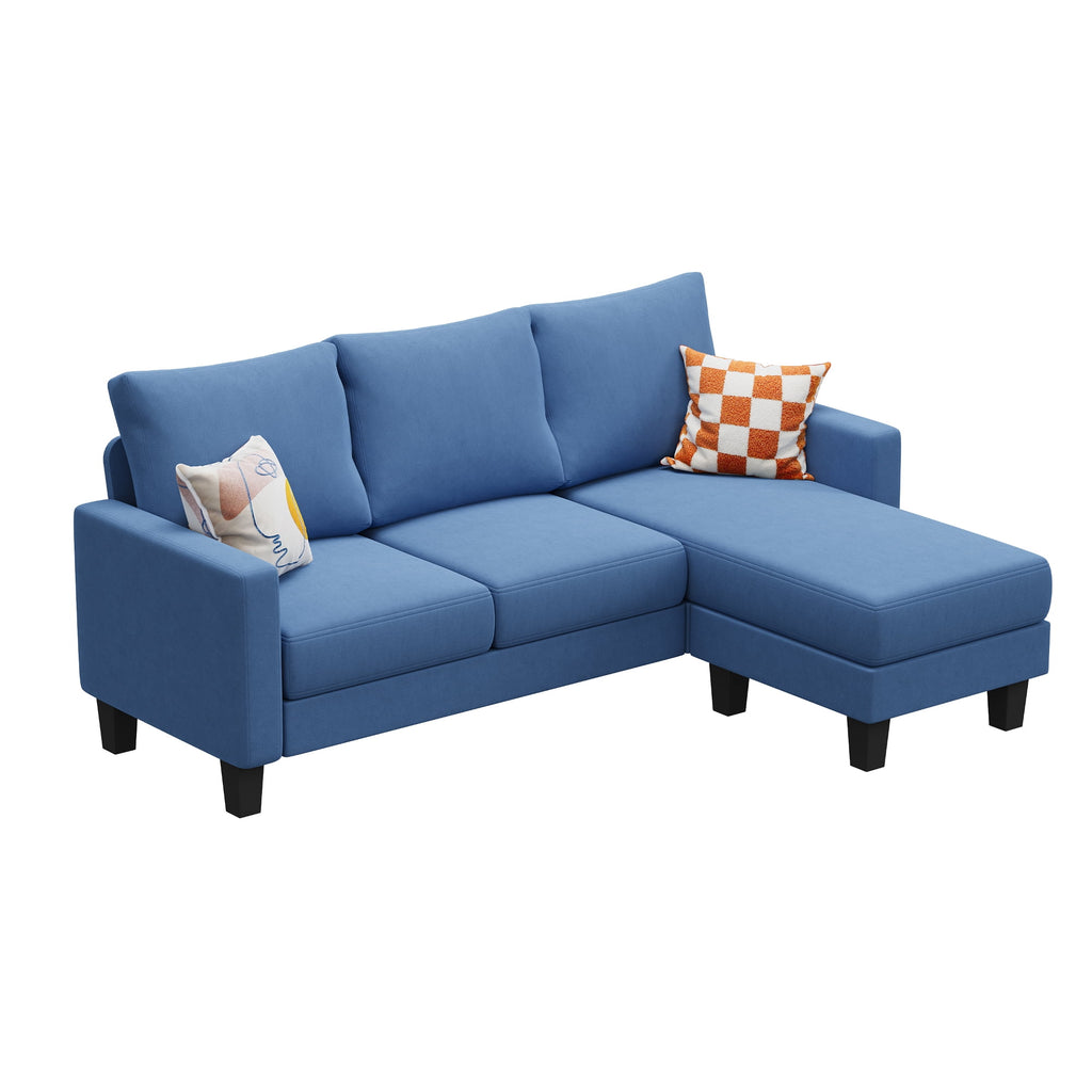 Vineego 72 L-Shaped Sectional Sofa with Ottoman Ergonomic Support Sofa Couch for Small Spaces Living Room, Apartment,Dark Gray
