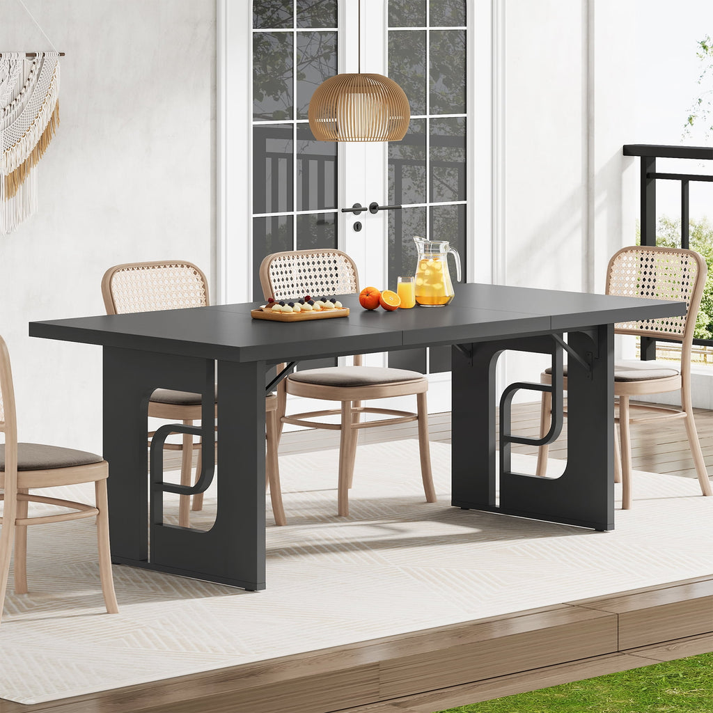 Condemo 71 inch Modern Dining Table for 6-8, Large Rectangular Kitchen Dinner Table for Dining Room, Living Room, Black