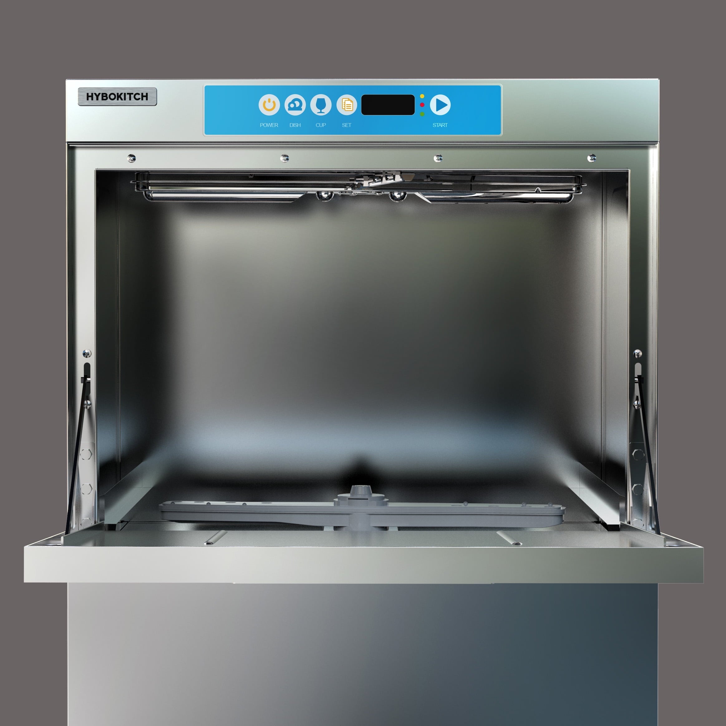 HYBOKITCH Undercounter Commercial Dishwasher/Glasswasher Built-in Booster, Built-in Detergent & Rinse Aid Pumps, Stainless Steel, Up to 40 Racks/Hr, 208~240V