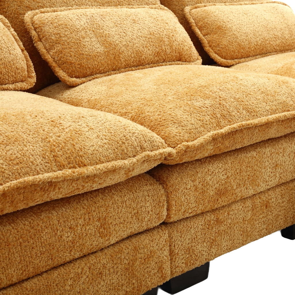 JONPONY109.45 U Shaped Couch,Oversized 4 Seat Sectional with 4 Waist Pillows, Convertible Upholstery Symmetrical Sofá,Sleeper Sofa Couch with Double Chaise Lounge &Memory Foam for Living Room, Beige