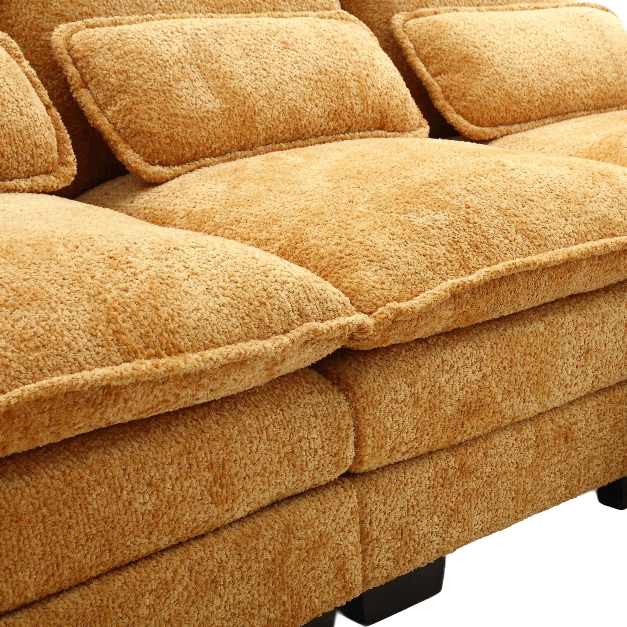 JONPONY109.45 U Shaped Couch,Oversized 4 Seat Sectional with 4 Waist Pillows, Convertible Upholstery Symmetrical Sofá,Sleeper Sofa Couch with Double Chaise Lounge &Memory Foam for Living Room, Beige