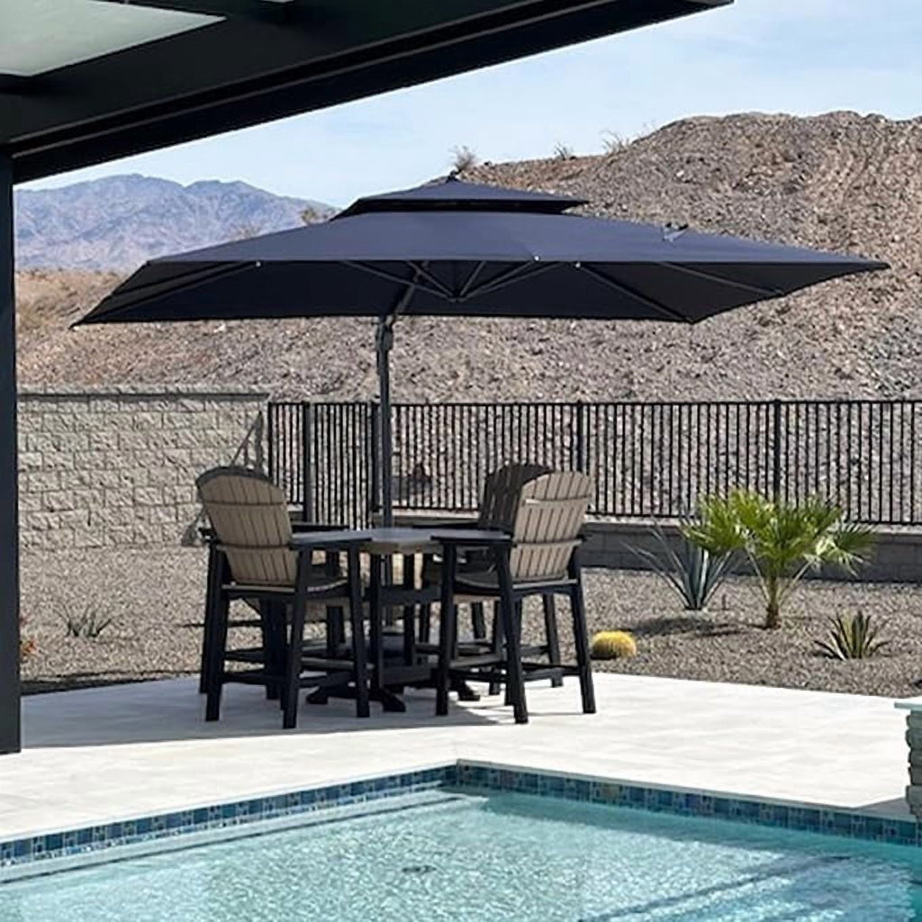 PURPLE LEAF Cantilever Umbrellas 12FT Square Large Patio Umbrella Offset Umbrella with 360°Rotation Tilting And Hanging Double Top, Grey