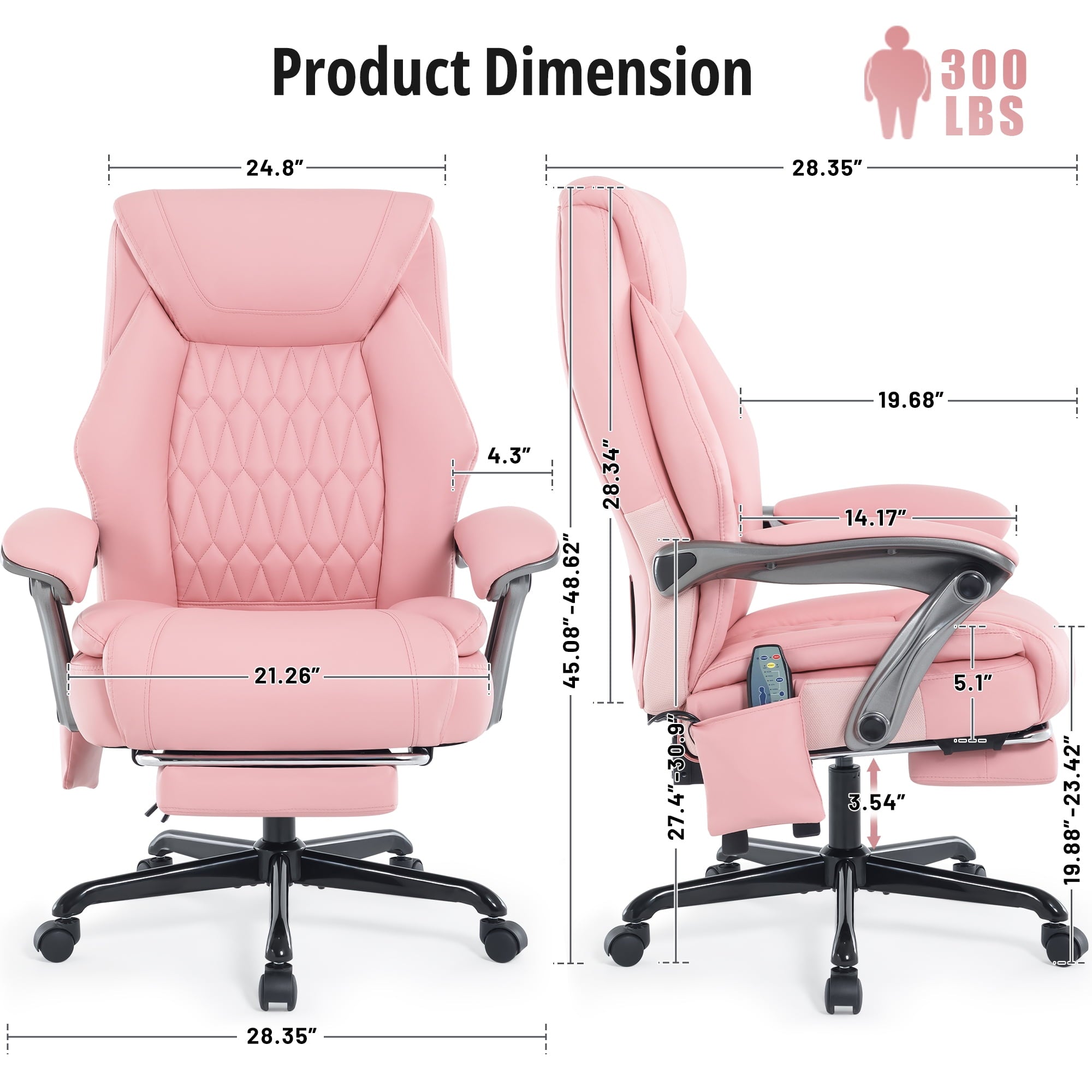 Heated Massage Office Chair with 6 Points Vibration, Reclining Ergonomic Desk Chair with Footrest for Extra Comfort, PU Leather High Back Executive Computer Chair, Thick Padded Massage Chair