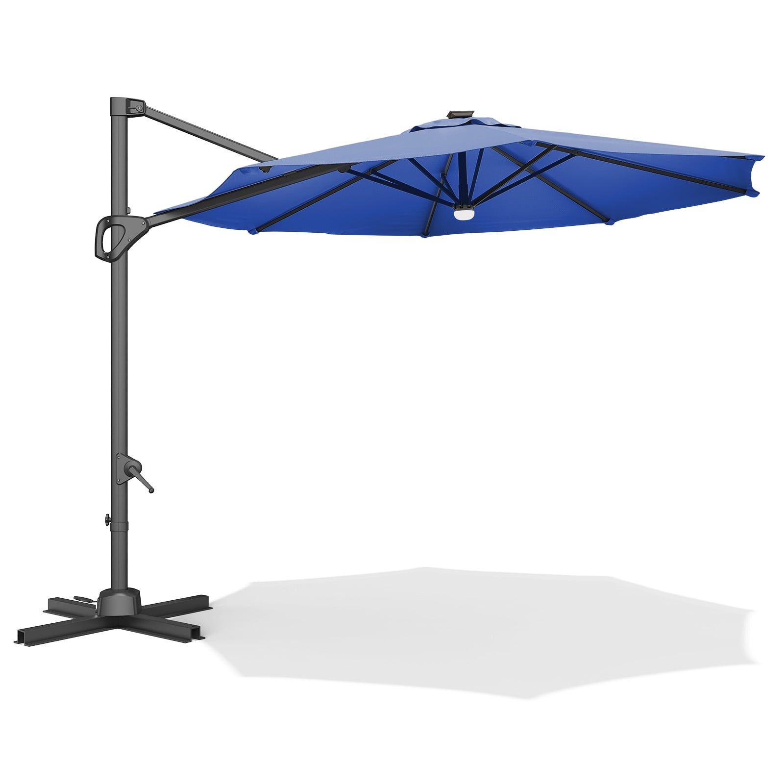 360° Rotating Cantilever Patio Umbrella – Heavy-Duty Waterproof Oxford Canopy, Adjustable Tilt, Rust-Proof Aluminum Frame, Easy Crank, Cross Base – Large Sun Shade for Garden, Poolside, Patio – Grey