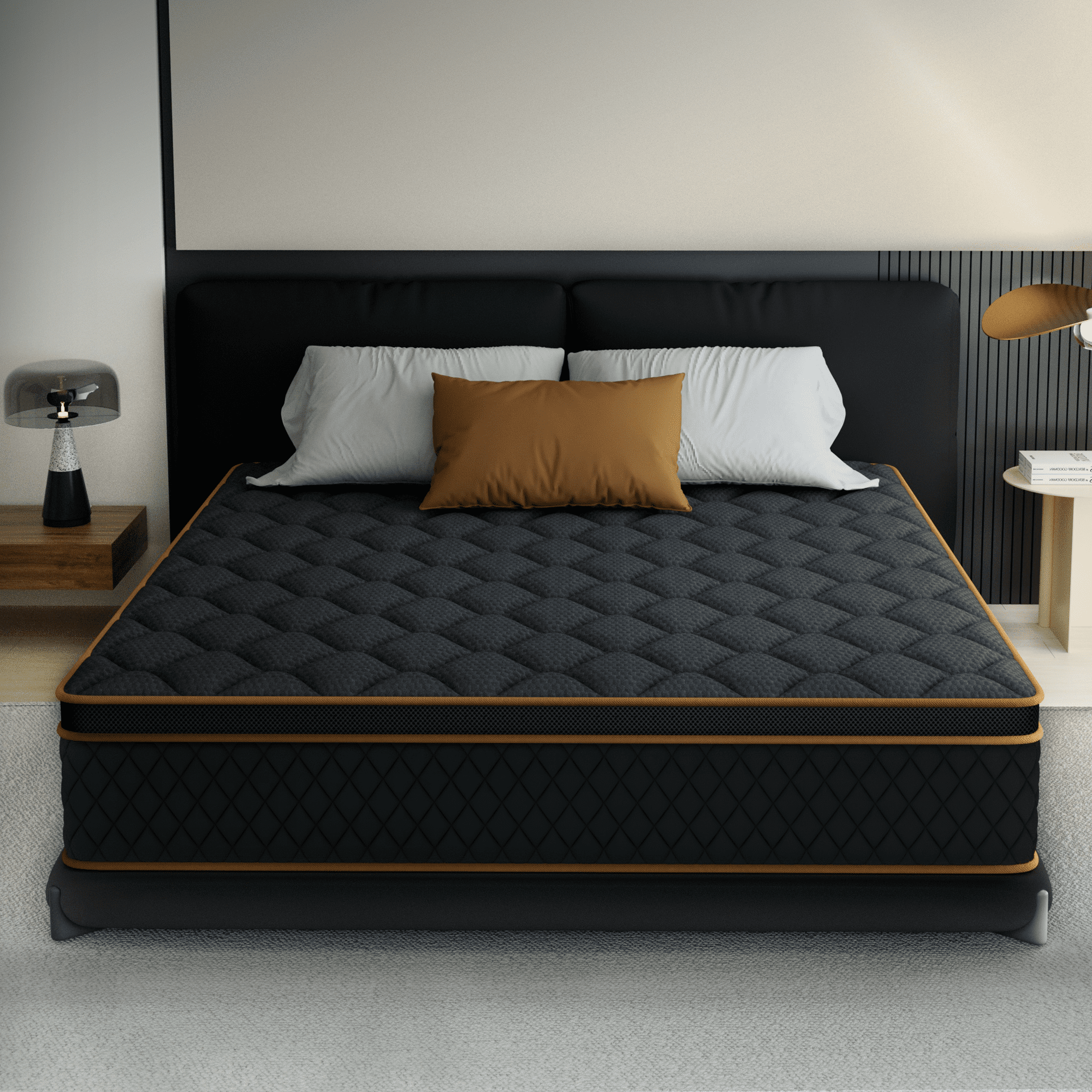 Mronae 12 Full Mattress,Black Cooling Gel Memory & Spring Hybrid Medium Comfort Full Size Mattress in a Box,Audlt,CertiPUR-US