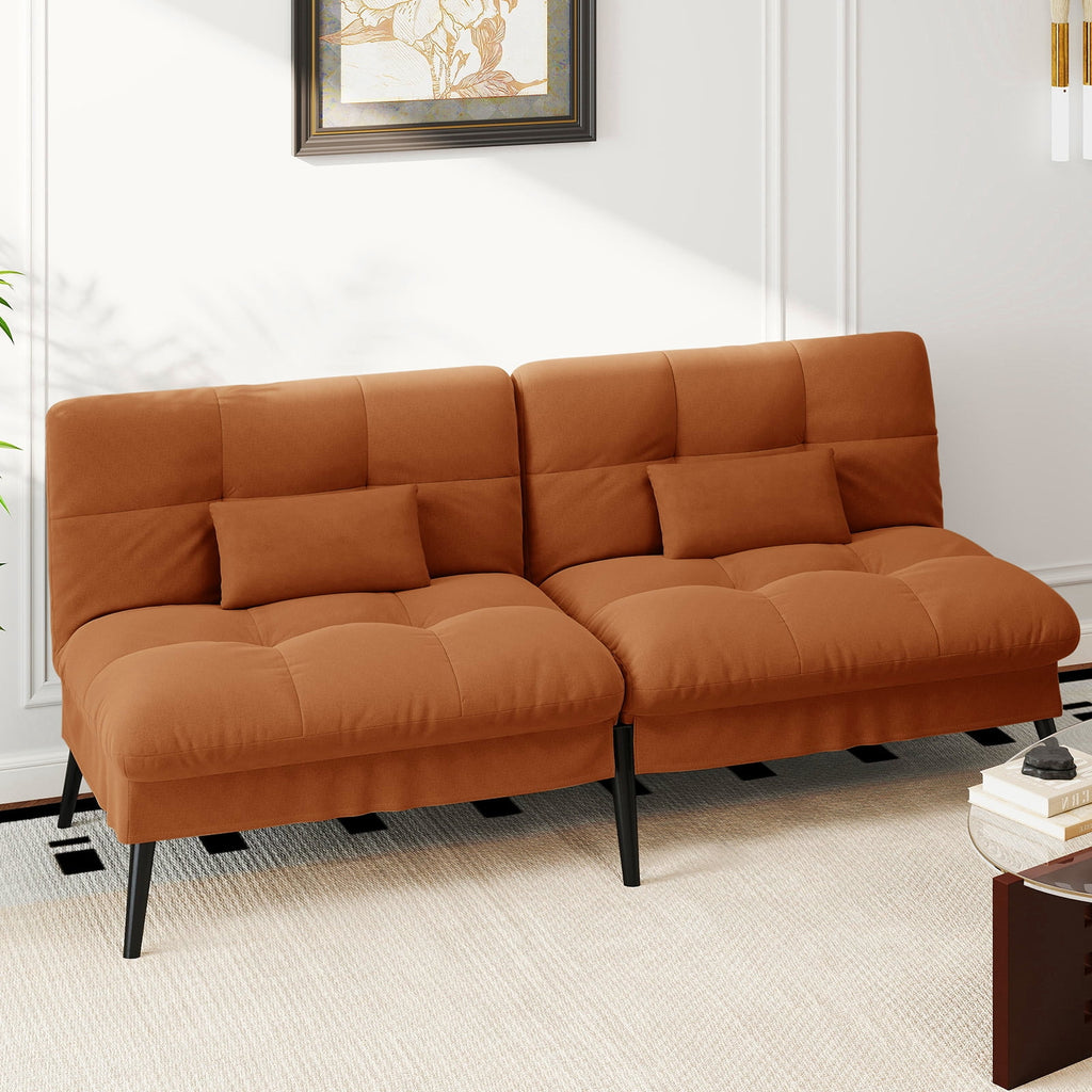 CloudRest Pro 72 Modern Convertible Futon Sofa Bed, Upholstered Futon Couch with 5 Adjustable Backrest Angles,Suitable for Apartment,Living Room,Black