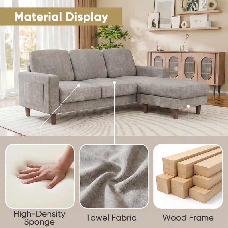 Homall Cloud Modular Sectional Sofa 3 Seat L-Shaped Cloud Oversized Sofa Couch for Living Room, Apartment and Small Space,Dark Gray