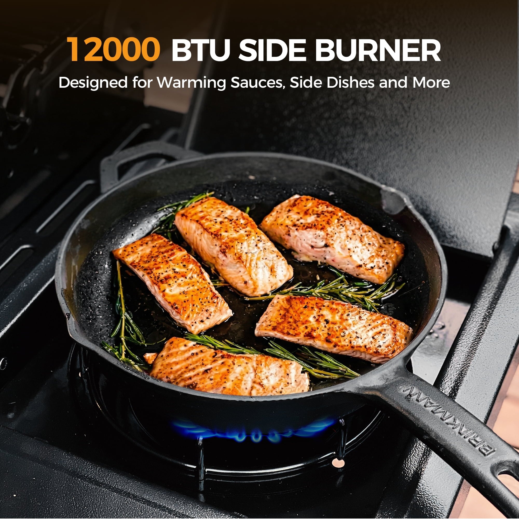 MASTER COOK 4+1 Burners Propane Gas Grill, 52,000 BTU Cabinet BBQ Grill with Side Stove, 518 Sqin Cooking Area, Stainless Steel