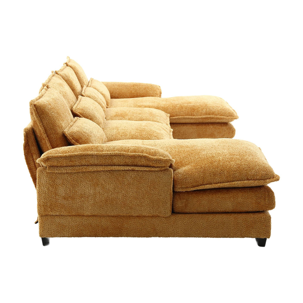 JONPONY109.45 U Shaped Couch,Oversized 4 Seat Sectional with 4 Waist Pillows, Convertible Upholstery Symmetrical Sofá,Sleeper Sofa Couch with Double Chaise Lounge &Memory Foam for Living Room, Beige