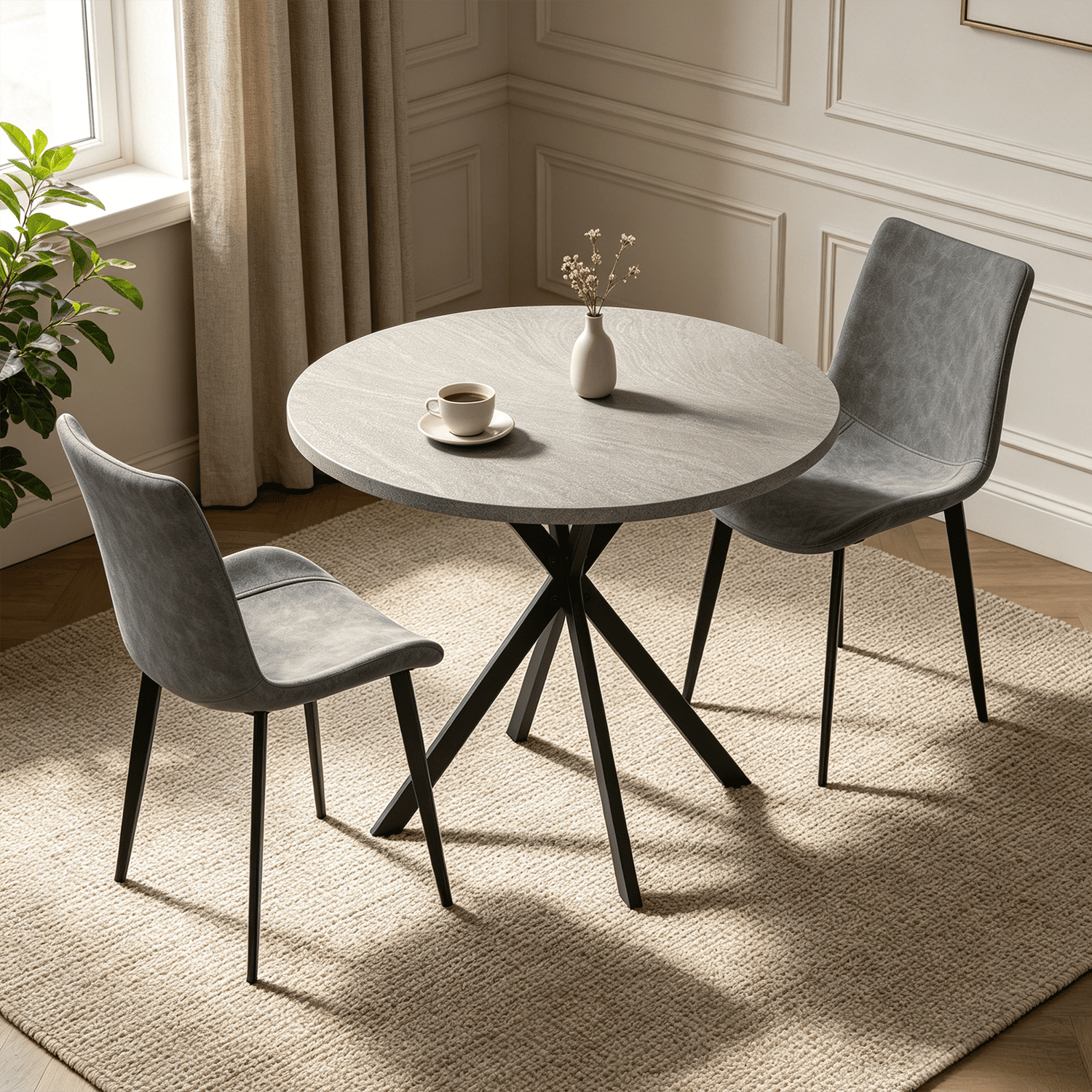 Small Round Dining Table for 2-4 People, 31.7 Modern Round Kitchen Table, Space-Saving Table for Living Dining Room, Coffee ,Apartment