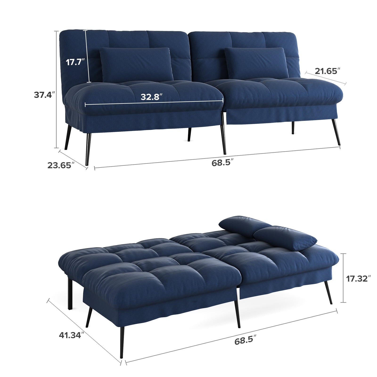 COMHOMA Cloud Comfort Convertible Futon Sofa Bed, Gray