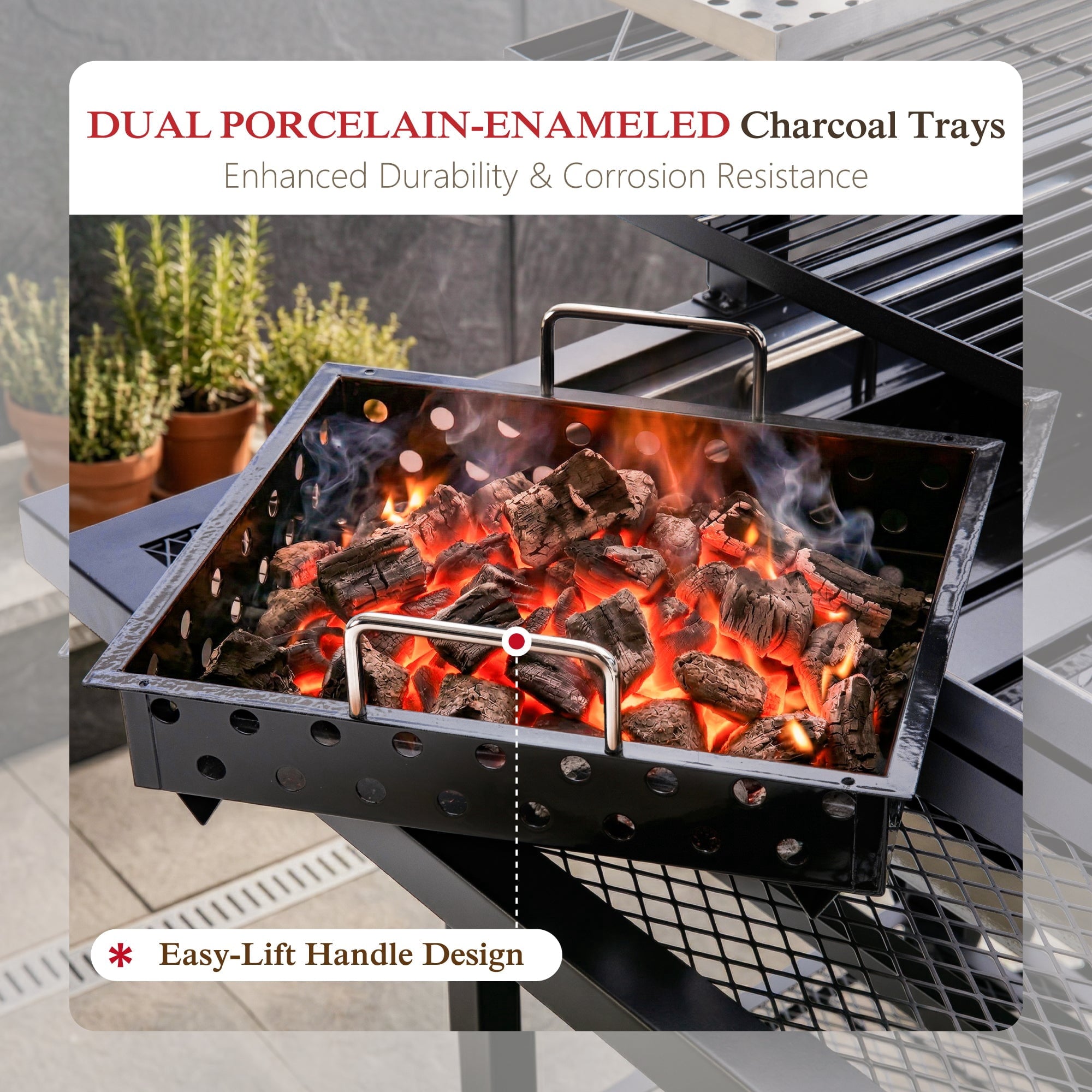 Alpha Joy Argentine Santa Maria Grill 666 SQ.IN. Cooking Area Charcoal & Wood BBQ Grill