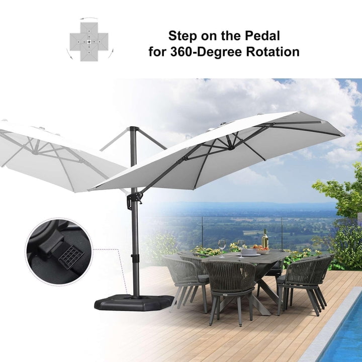 PURPLE LEAF 9x11.5 Ft Cantilever Umbrella Rectangle Outdoor Patio Umbrella Large Offset Hanging Umbrella Aluminum Umbrella with 360°Rotation Adjustable Garden Pool Umbrella,Turquoise Blue